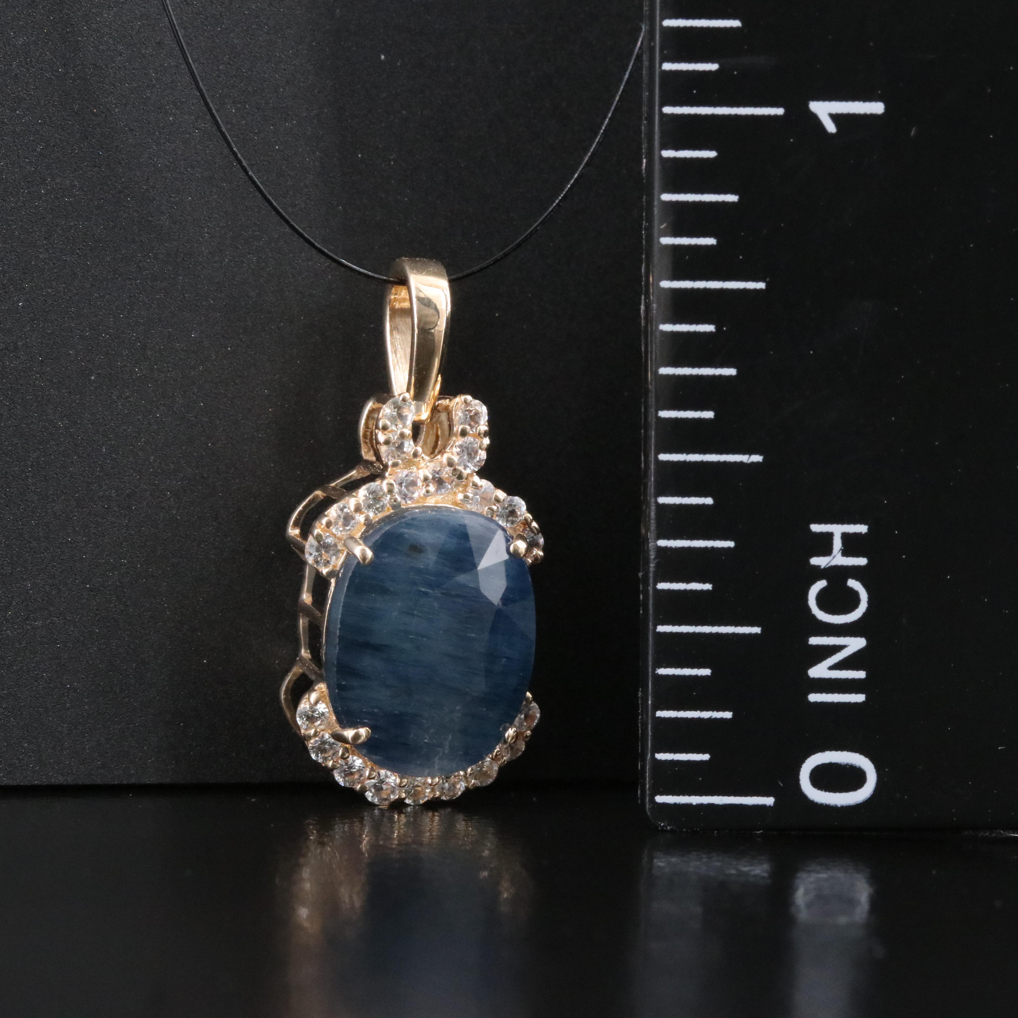 14K Sapphire and White Sapphire Pendant