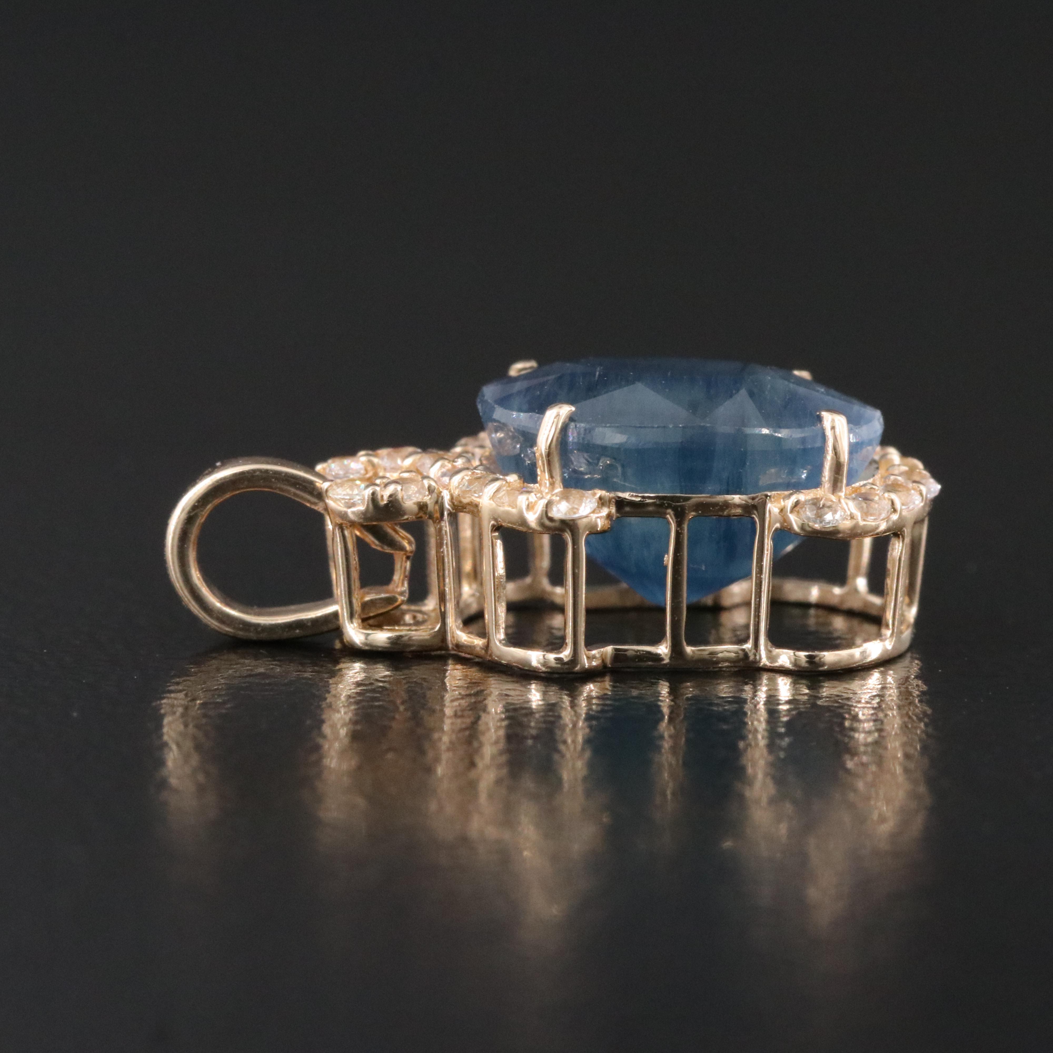 14K Sapphire and White Sapphire Pendant