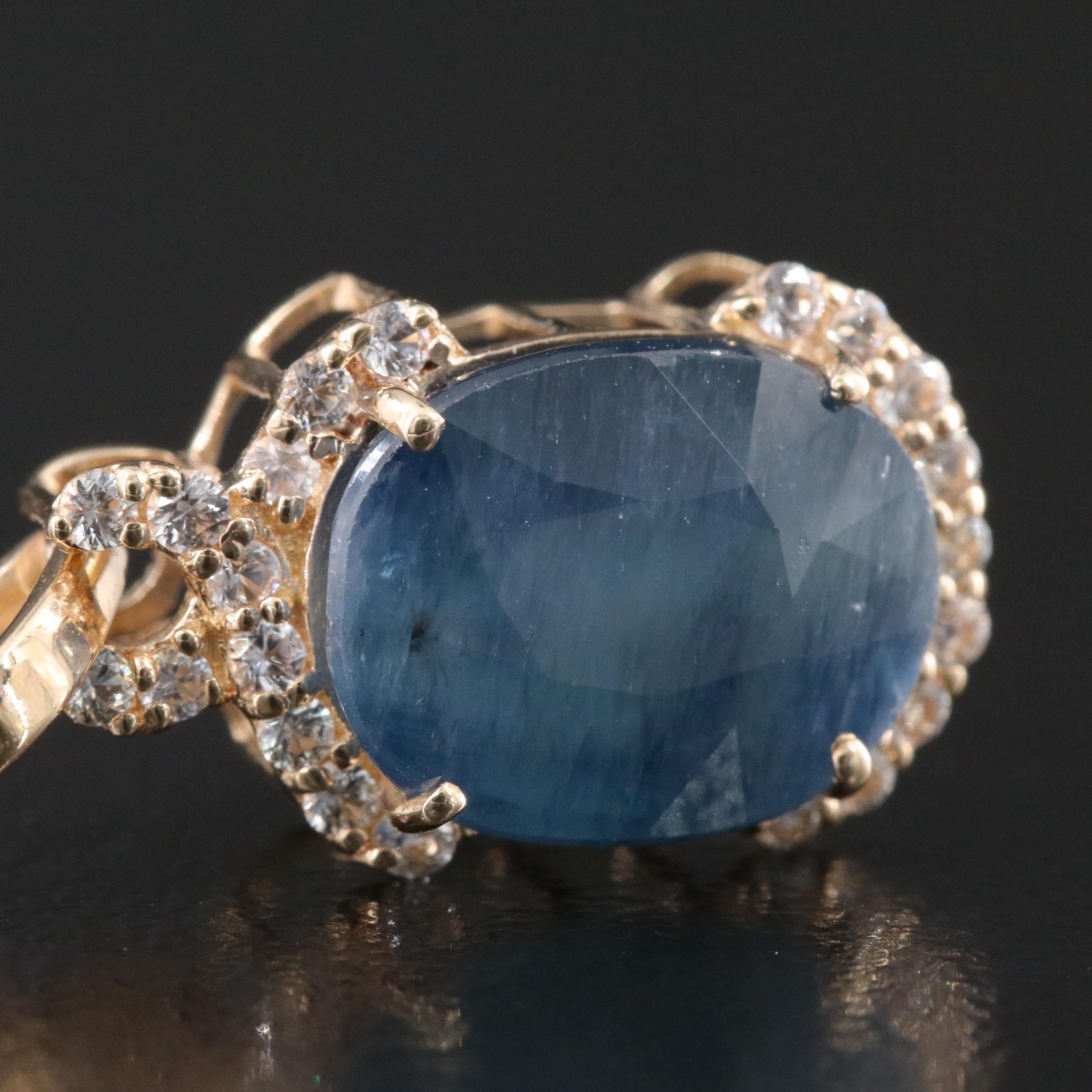 14K Sapphire and White Sapphire Pendant