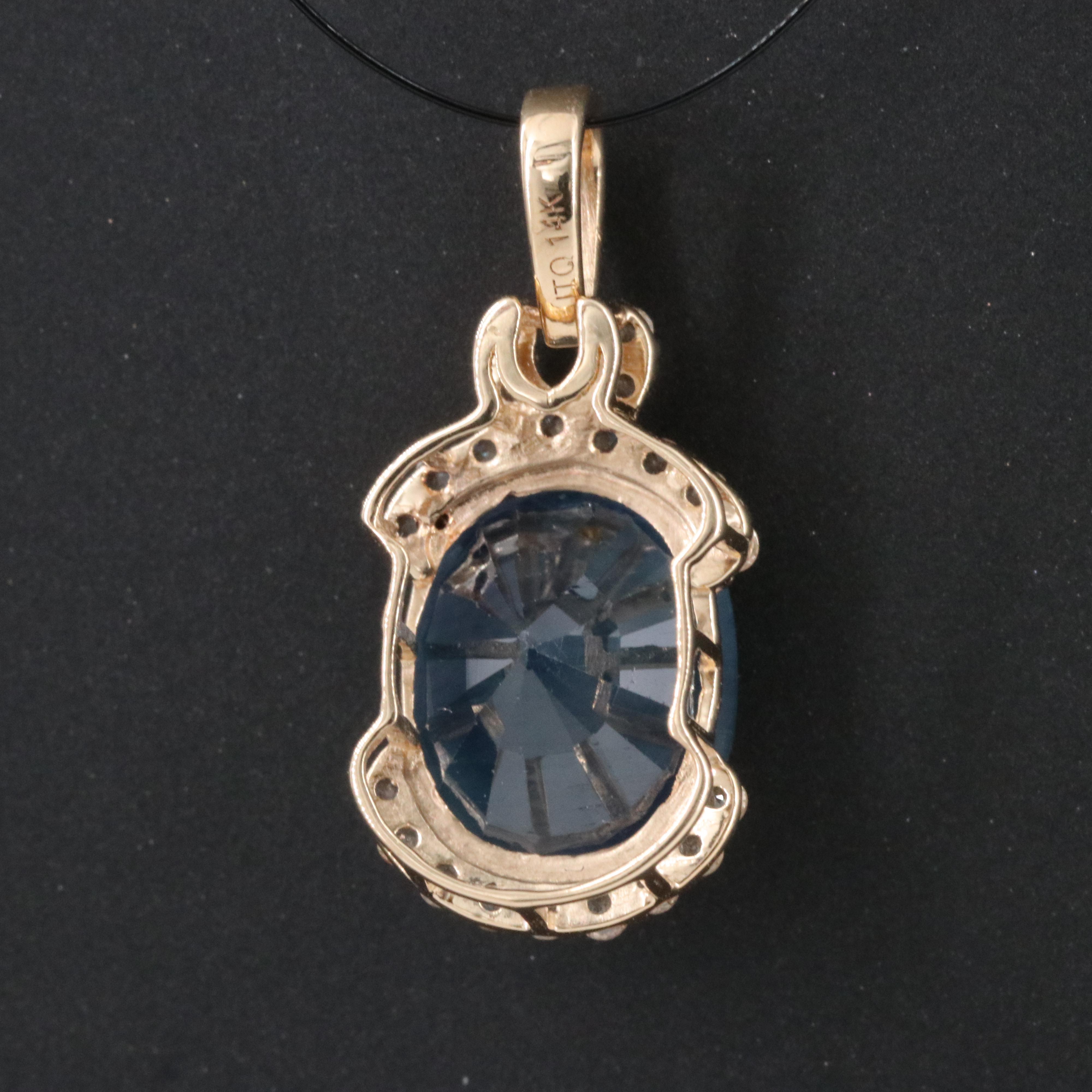 14K Sapphire and White Sapphire Pendant