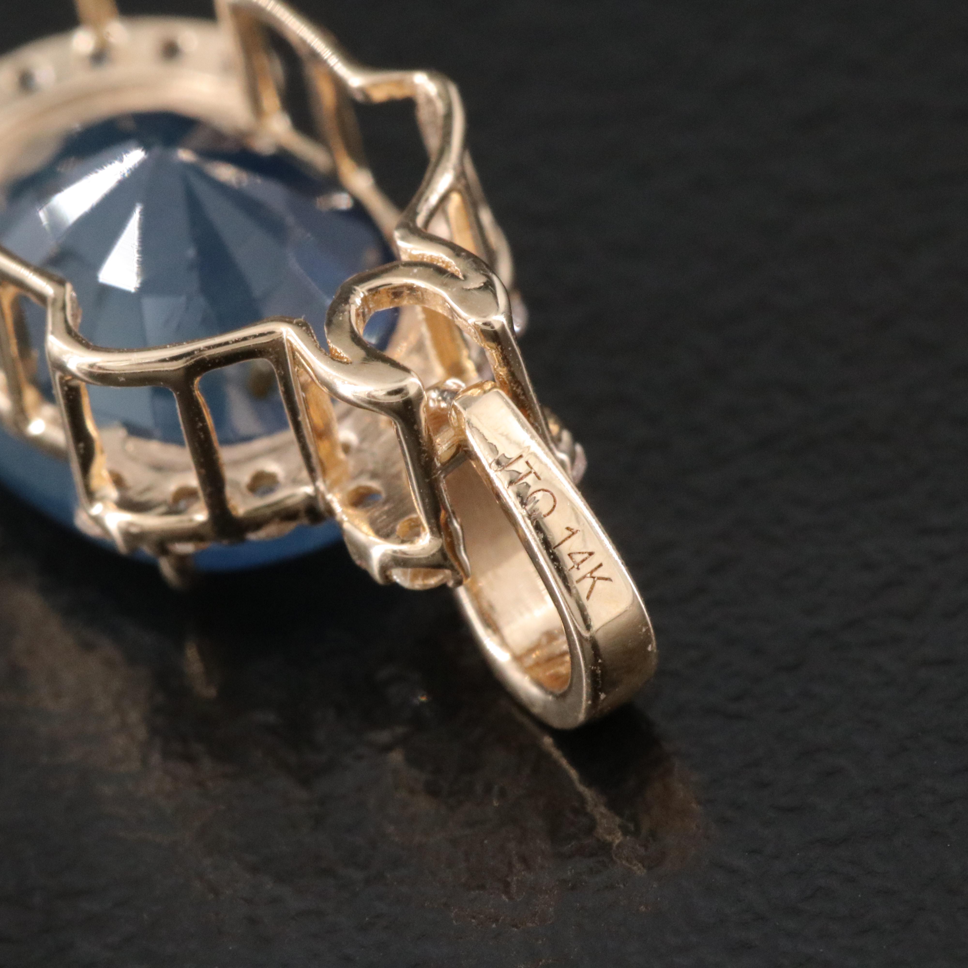 14K Sapphire and White Sapphire Pendant