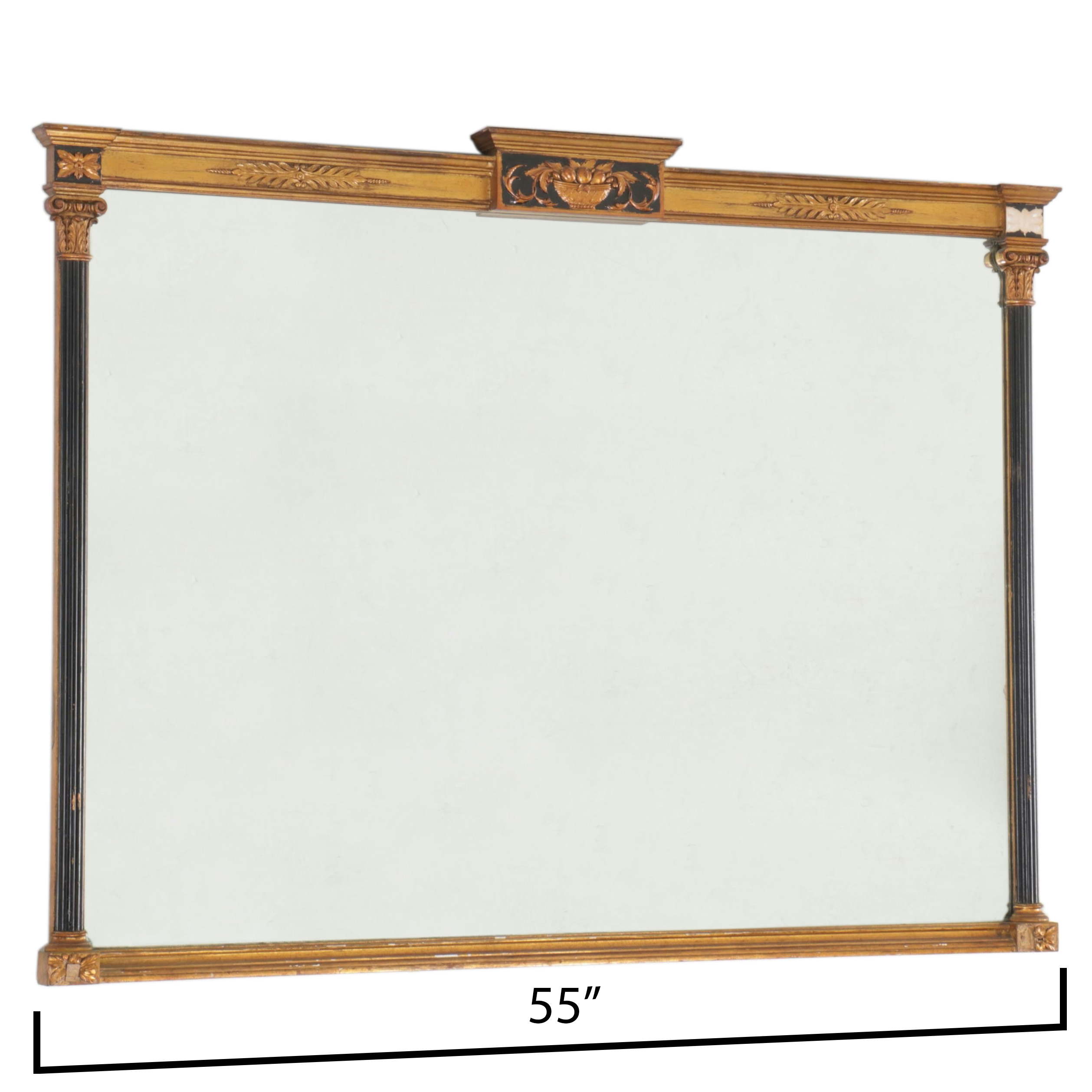Empire Style Parcel Gilt Wood Framed Wall Mirror, Early to Mid-20th Century