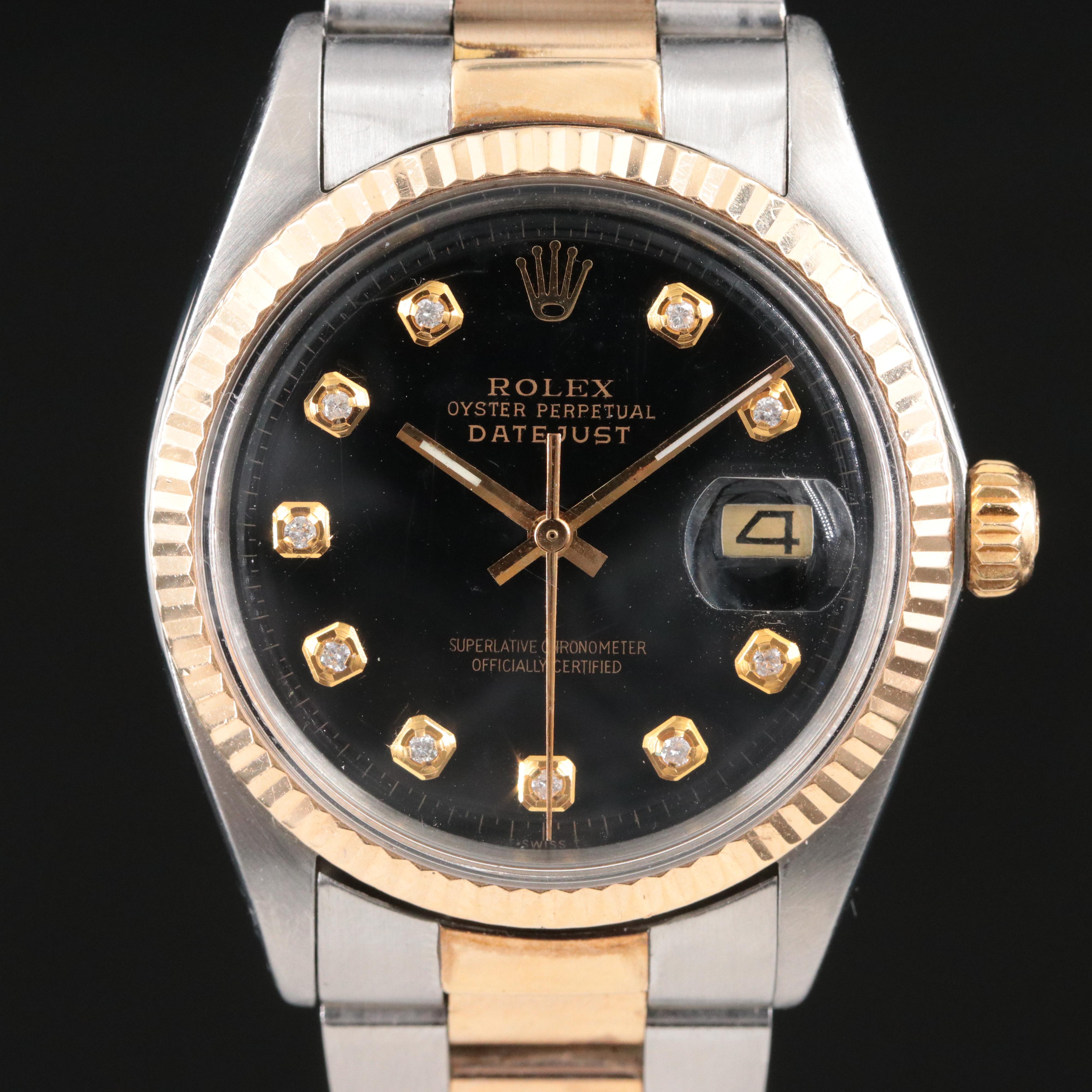 1970 Rolex Modified Datejust Custom Diamond Dial, Bezel and Band 1601 Watch