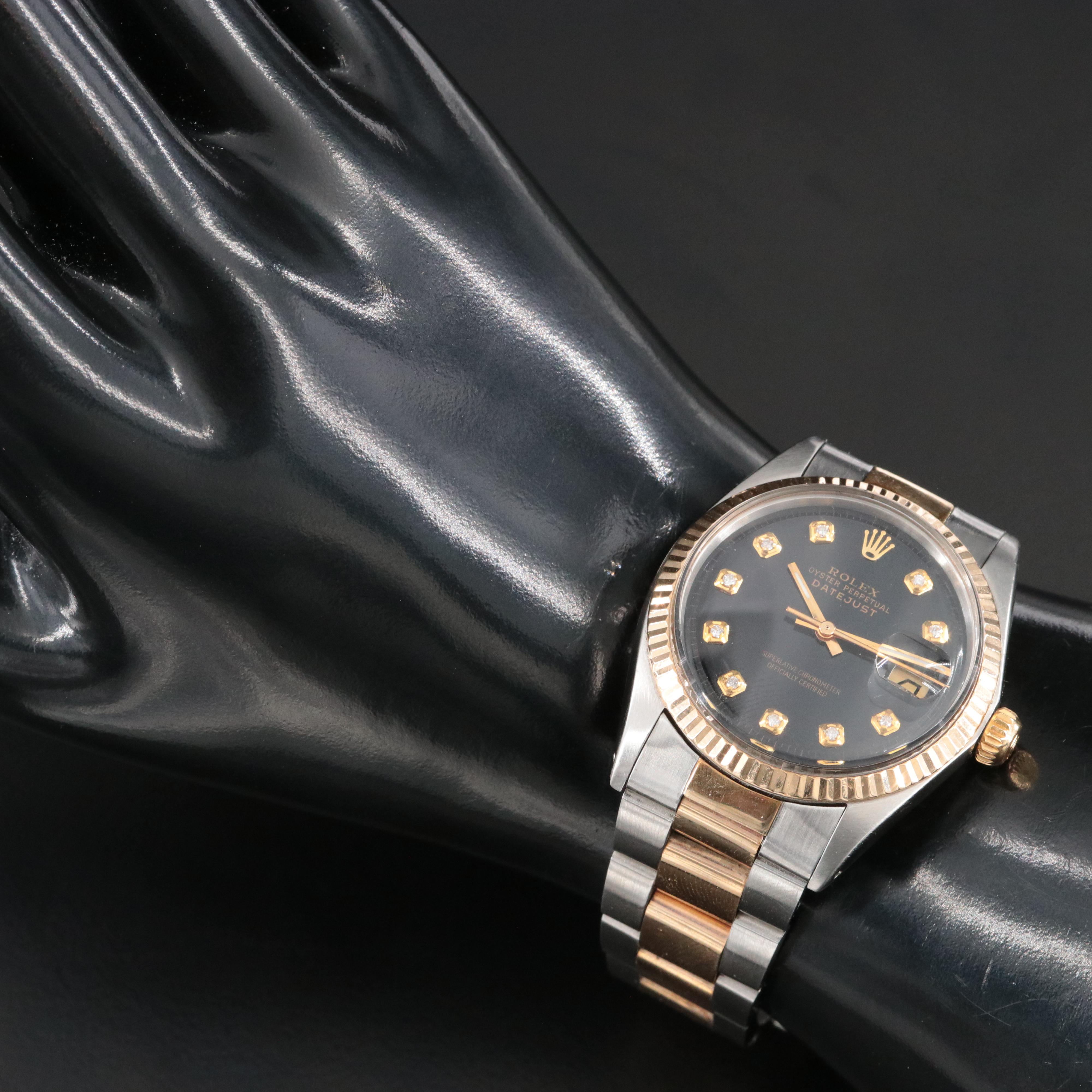 1970 Rolex Modified Datejust Custom Diamond Dial, Bezel and Band 1601 Watch