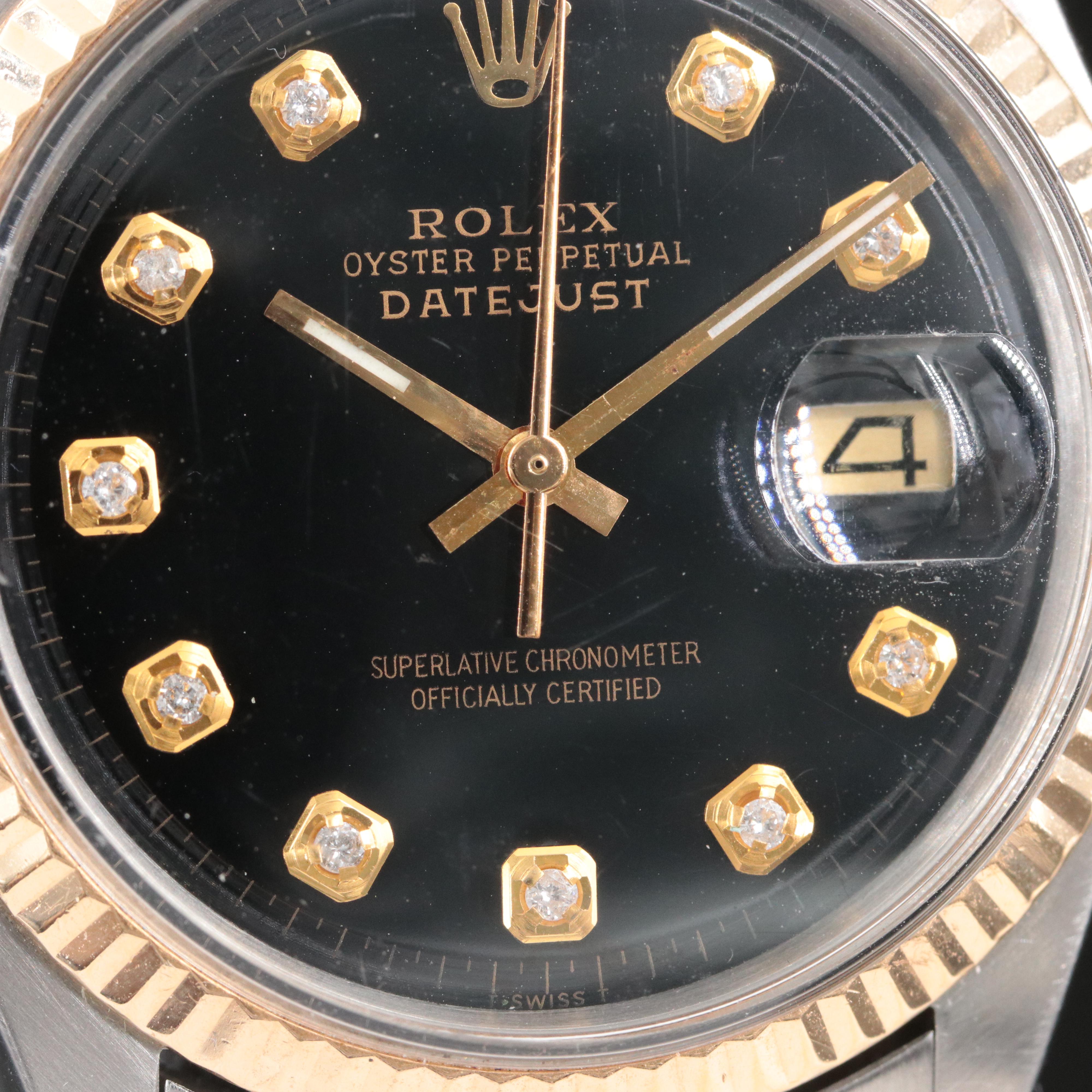 1970 Rolex Modified Datejust Custom Diamond Dial, Bezel and Band 1601 Watch