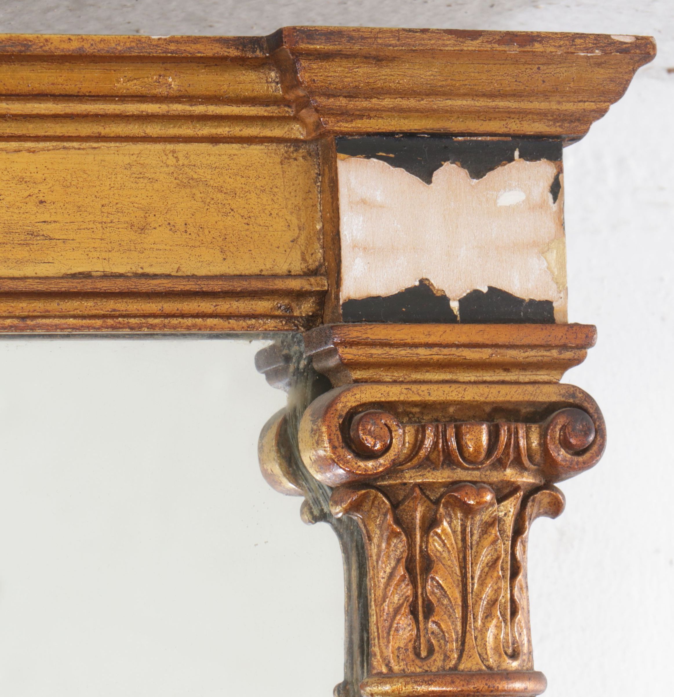 Empire Style Parcel Gilt Wood Framed Wall Mirror, Early to Mid-20th Century