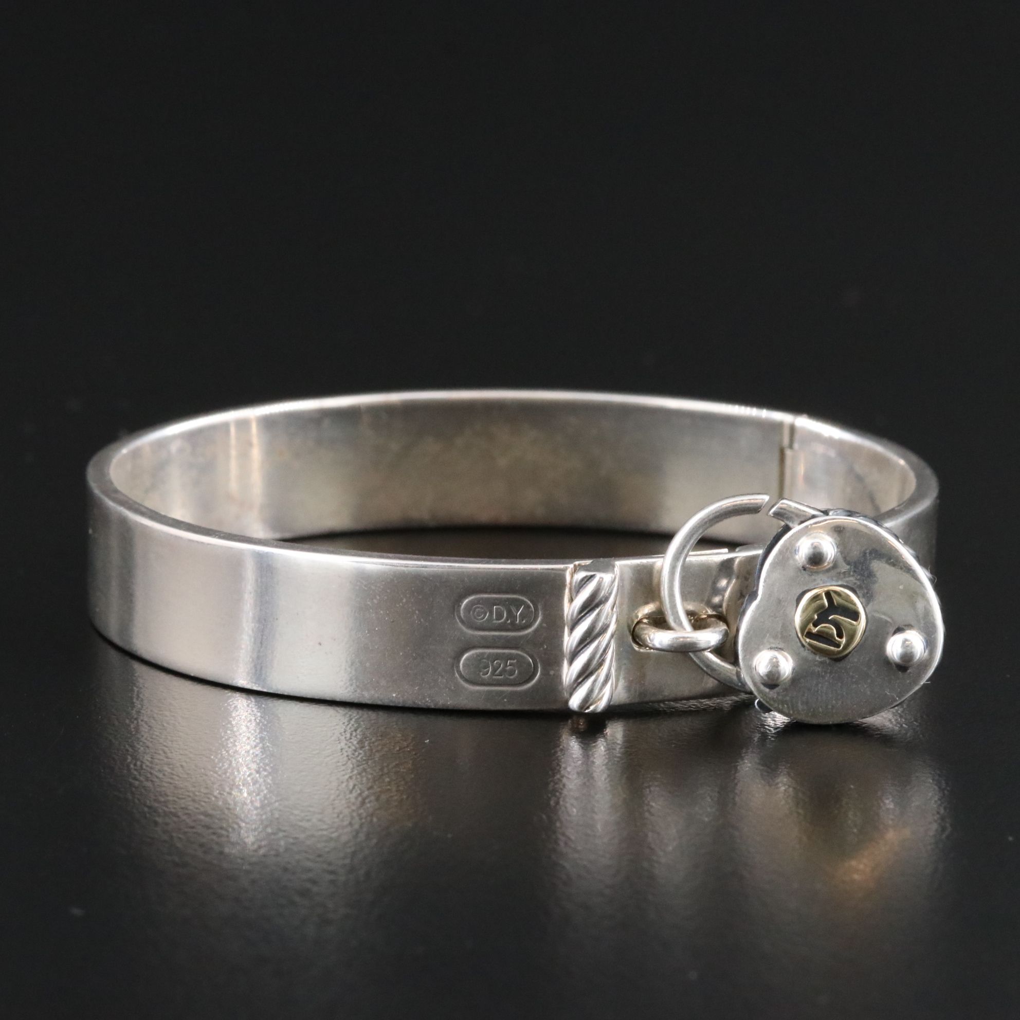 David Yurman Sterling Heart Padlock Hinged Bracelet with 18K Accent