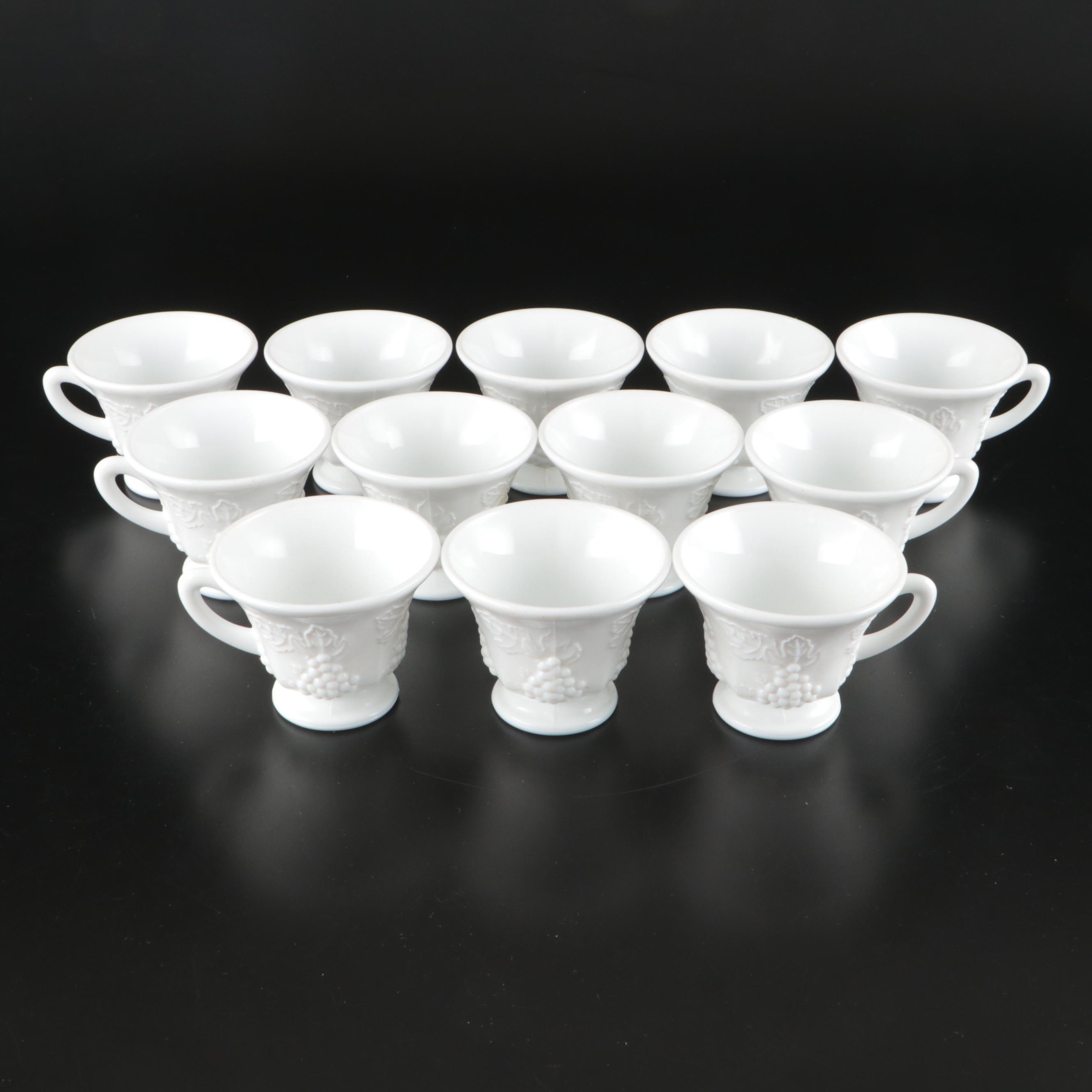 Indiana Colony "Grape Harvest" Milk Glass Punch Cups, Mid to Late 20th Century