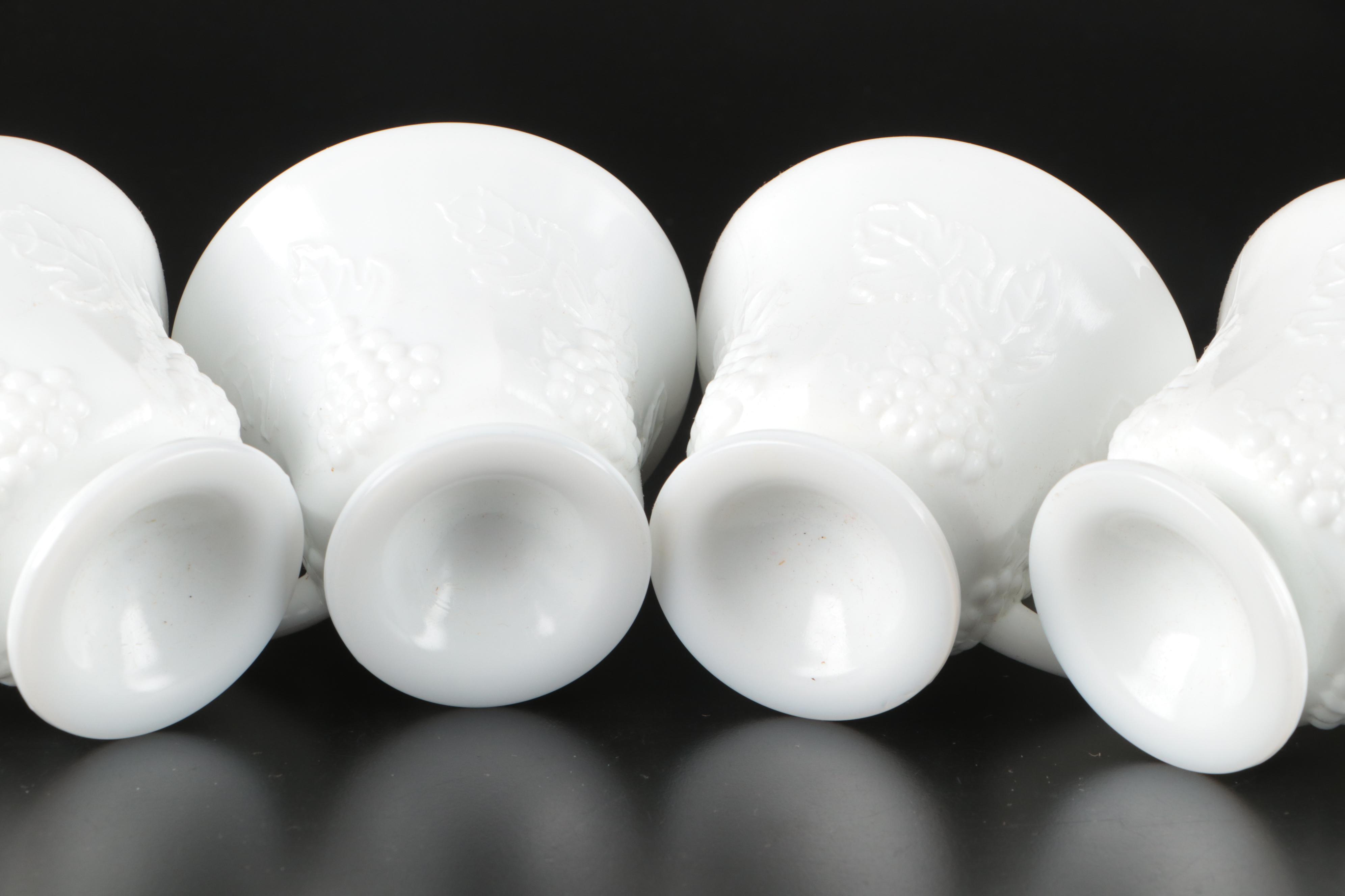 Indiana Colony "Grape Harvest" Milk Glass Punch Cups, Mid to Late 20th Century