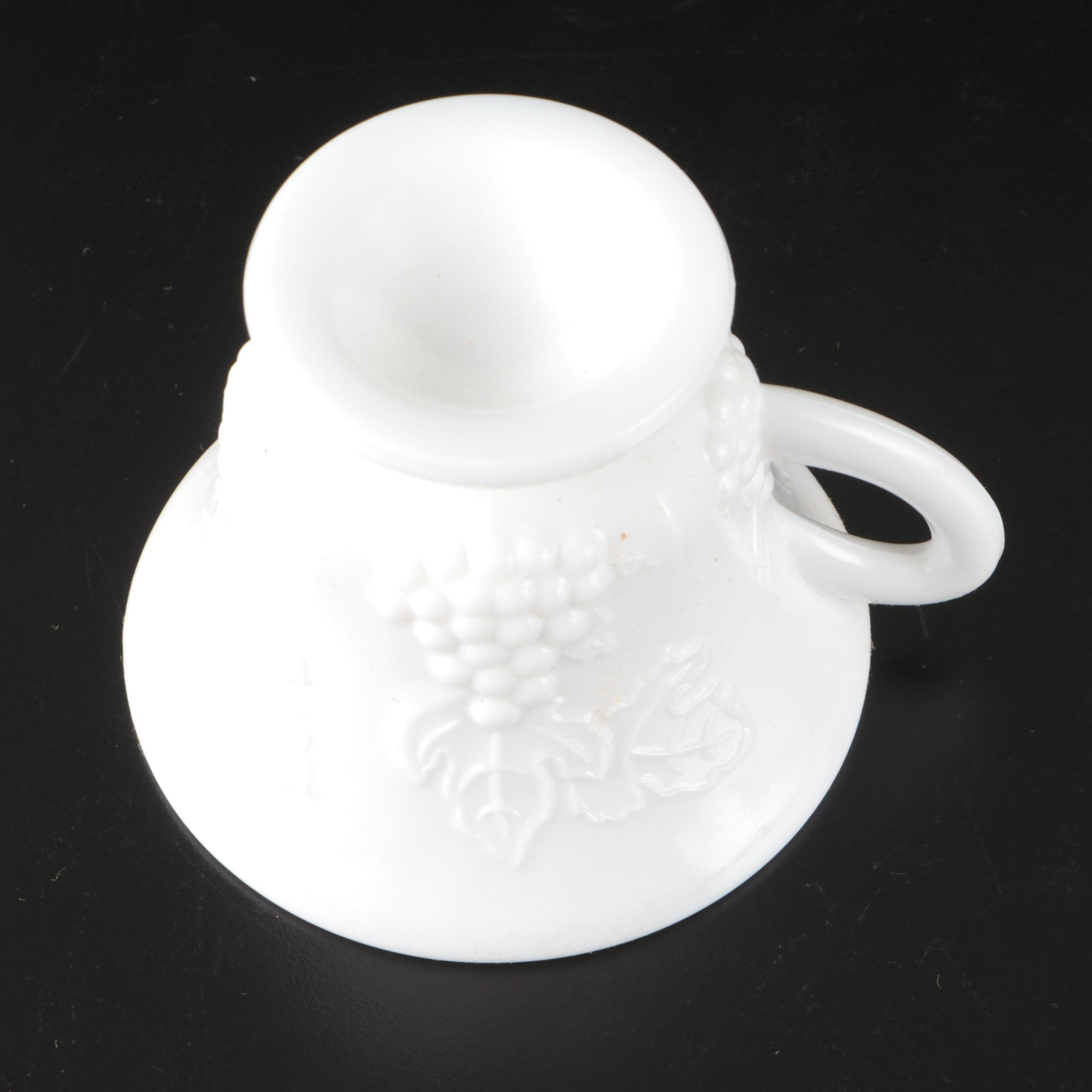 Indiana Colony "Grape Harvest" Milk Glass Punch Cups, Mid to Late 20th Century