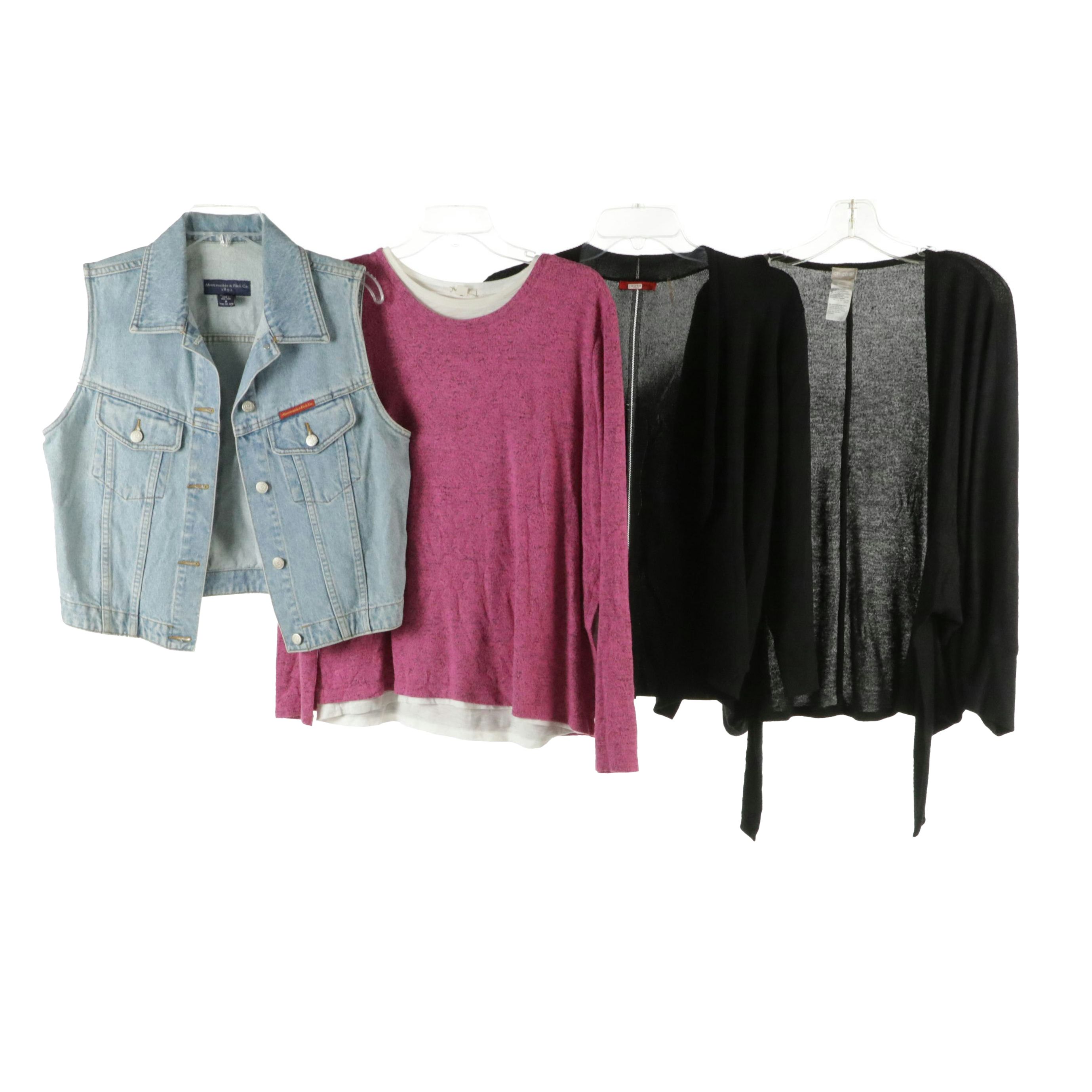 Abercombie & Fitch Jean Button-Front Vest, Chico's & Other Black Cardigan & More