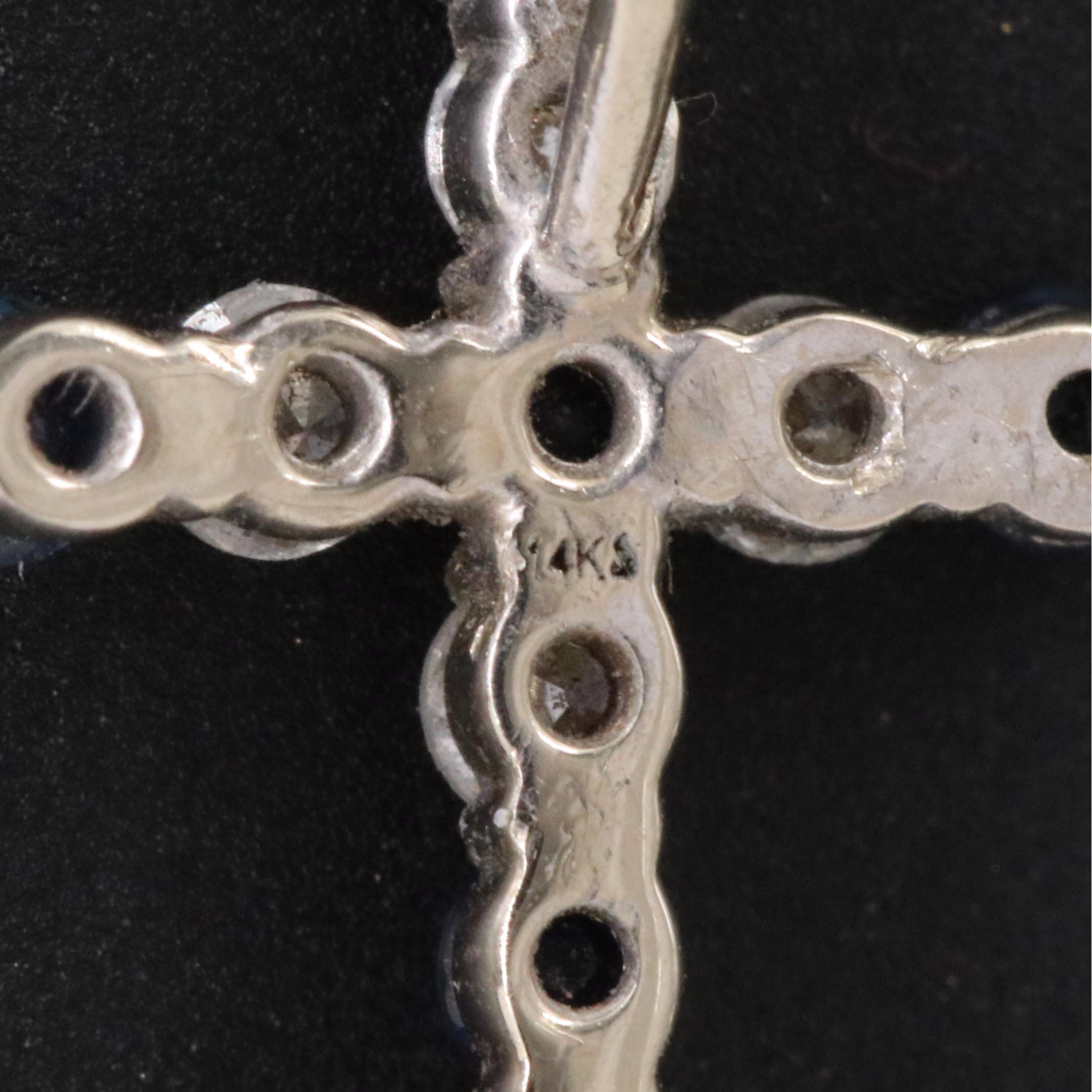 14K Sapphire and Diamond Cross Pendant
