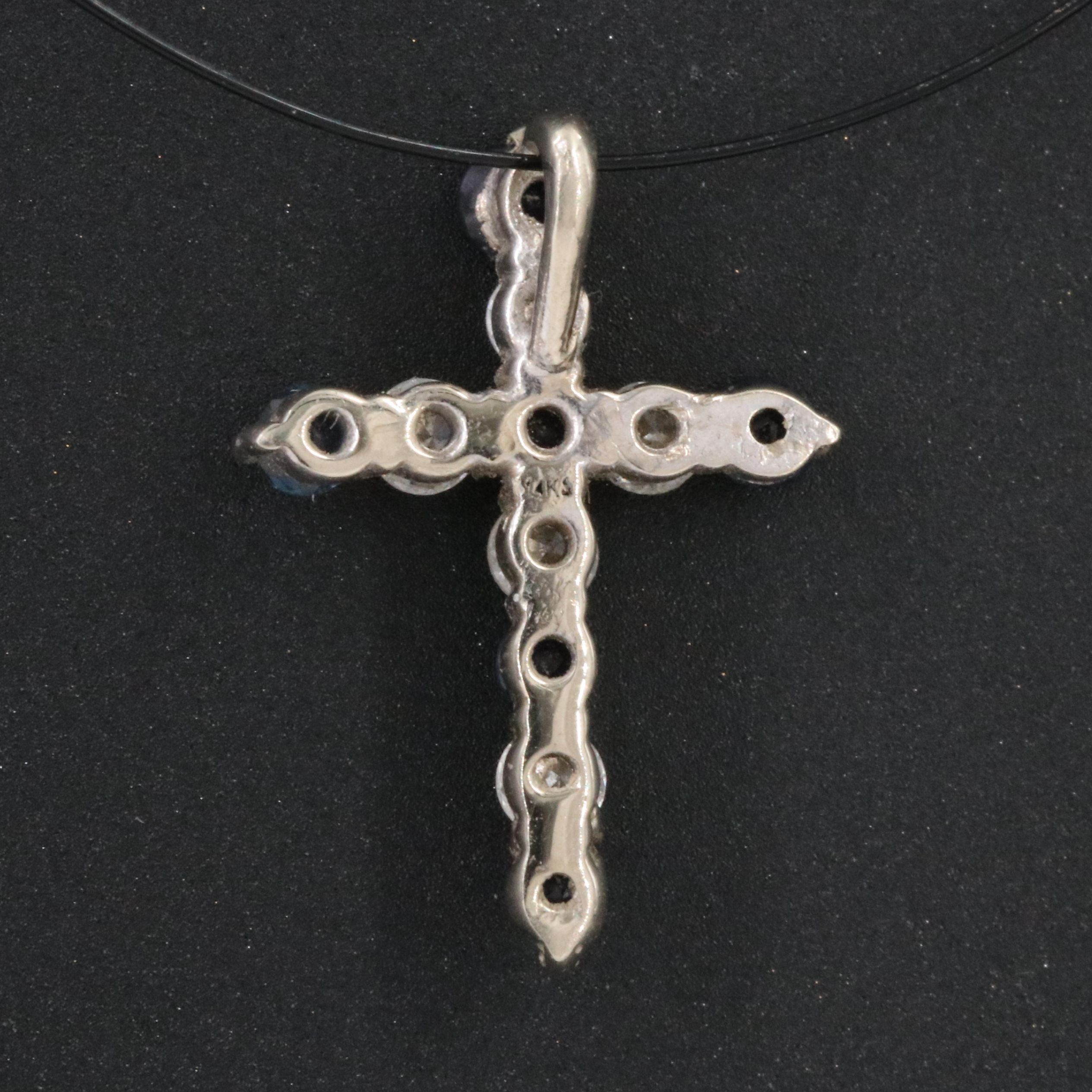 14K Sapphire and Diamond Cross Pendant