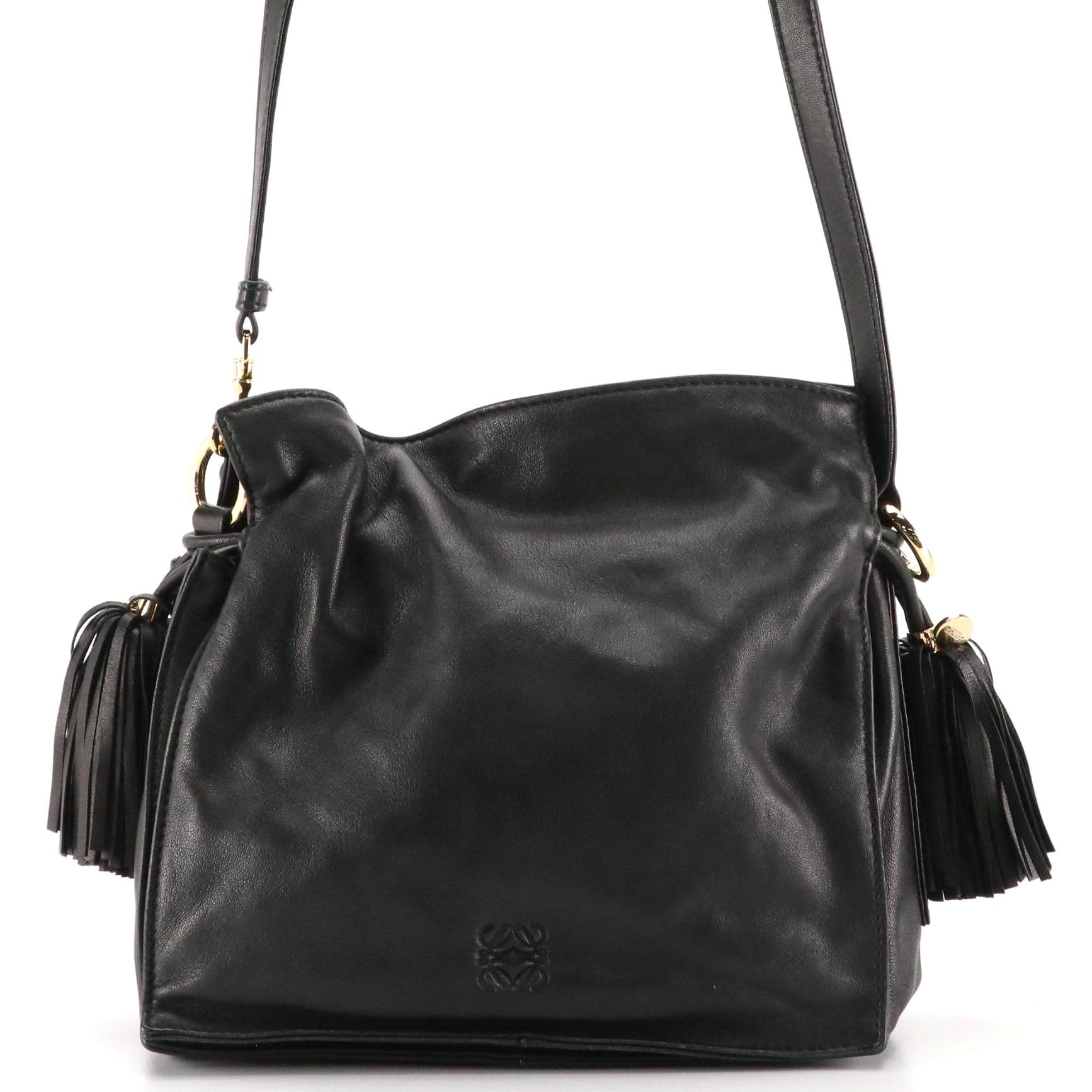Loewe Flamenco Tassel Bag in Black Lambskin Leather