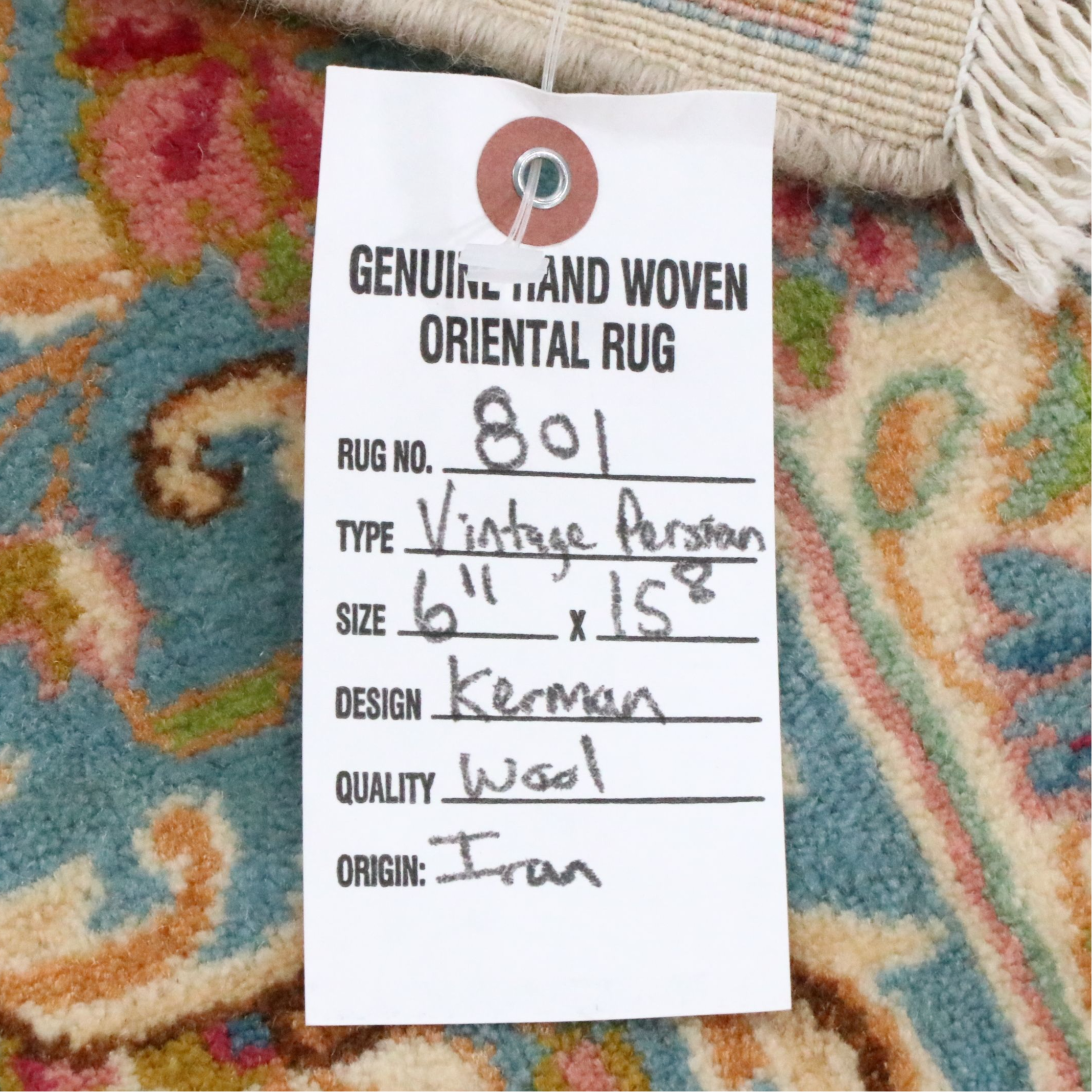 6'11 x 16' Hand-Knotted Persian Kerman Room Sized Rug