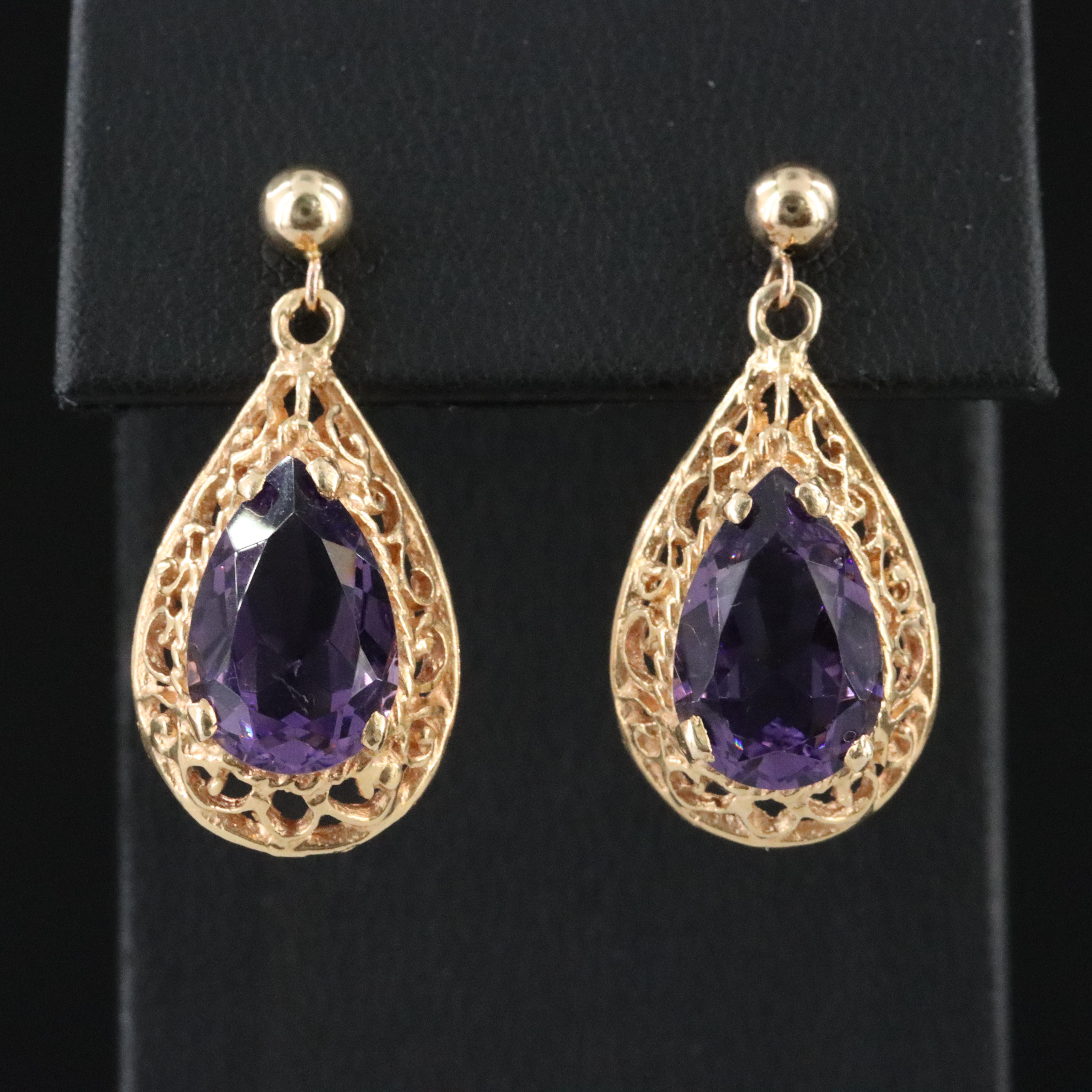 14K Filigree Teardrop Earrings