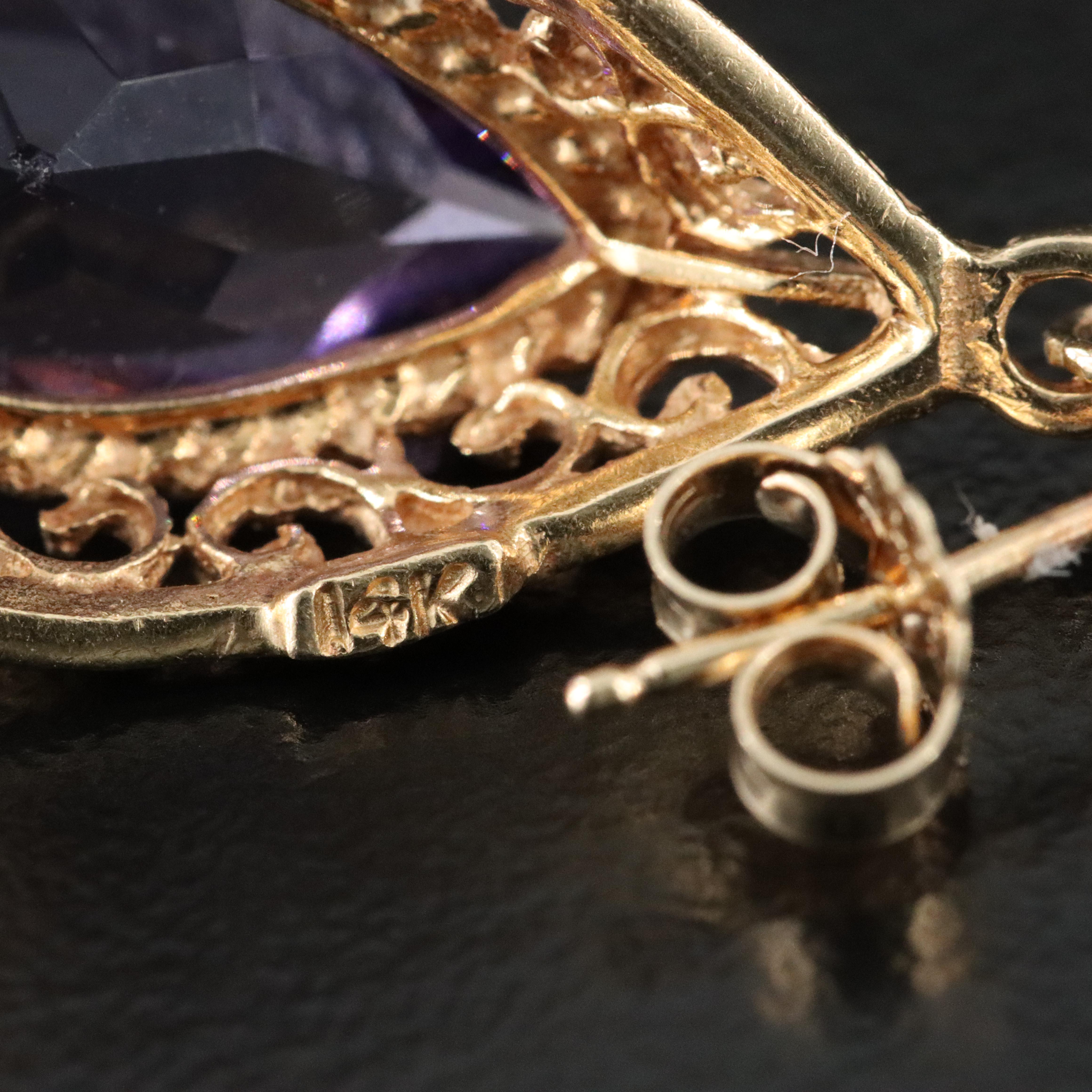 14K Filigree Teardrop Earrings