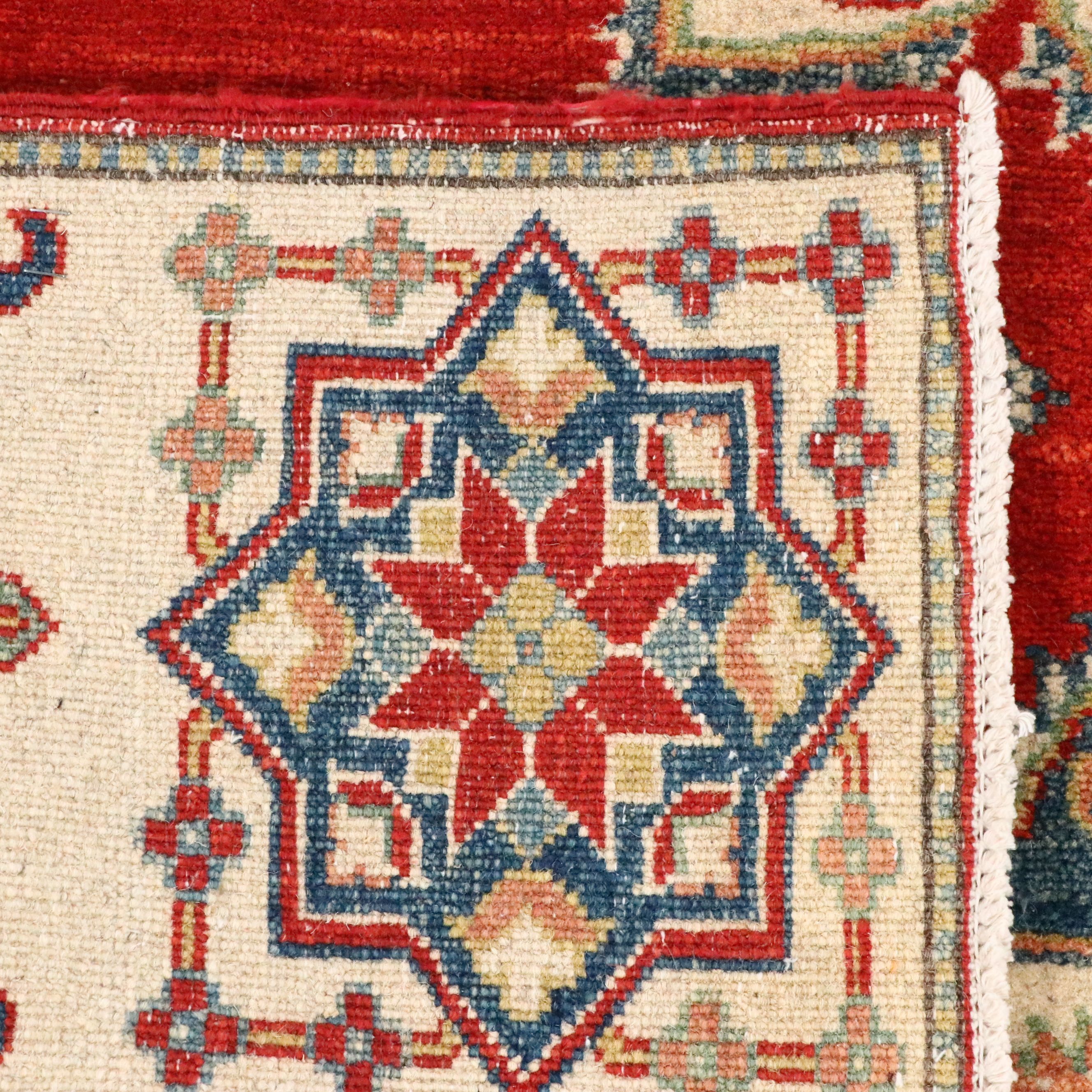 4'10 x 12'7 Hand-Knotted Afghan Kazak Long Rug