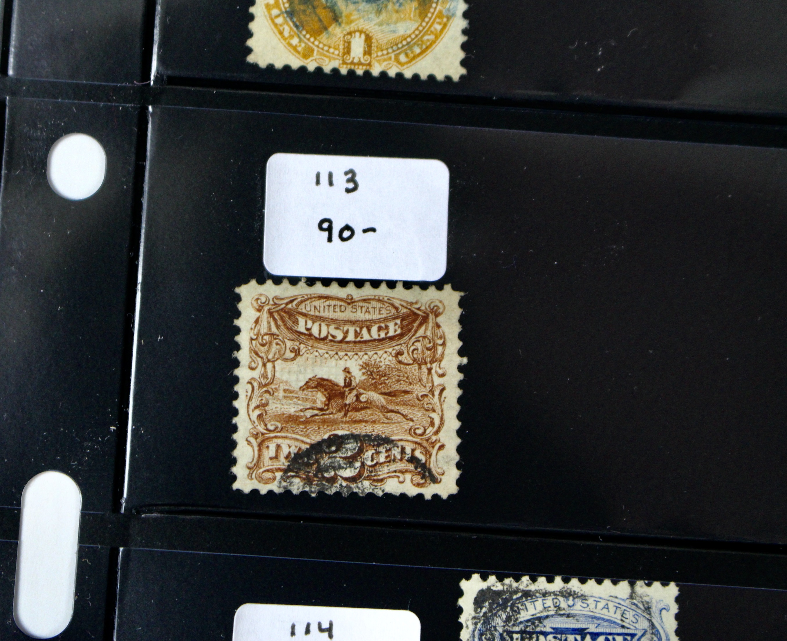Six Used U.S. Pictorial Postage Stamps, 1869