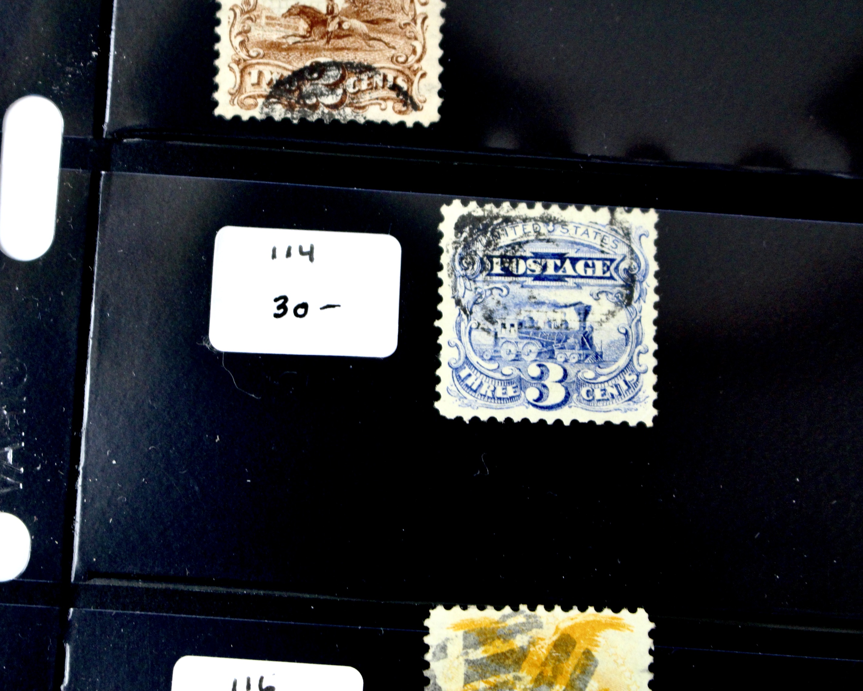 Six Used U.S. Pictorial Postage Stamps, 1869