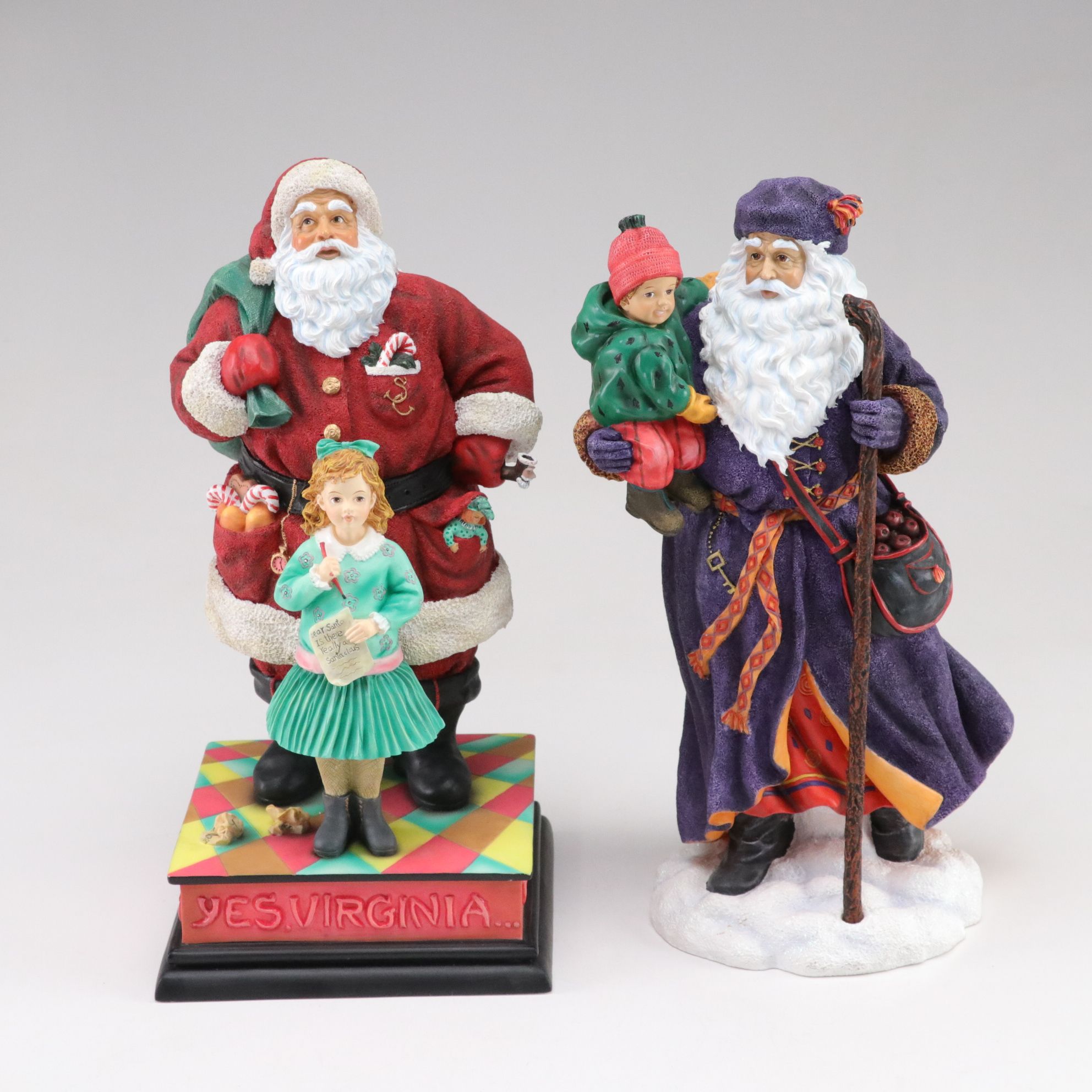 Pipka "Yes, Virginia" and "The Christmas Traveler" with Radko Glass Ornaments