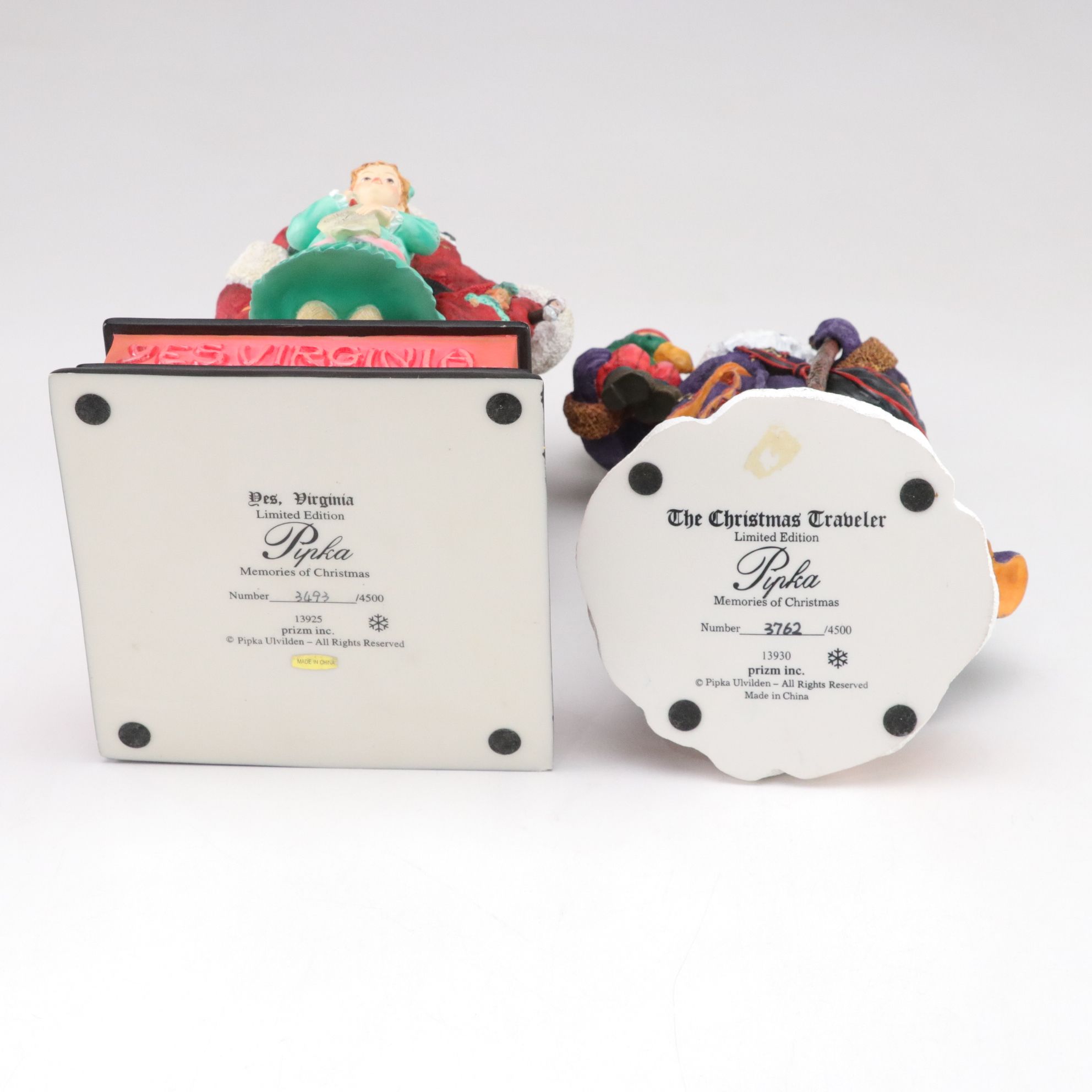 Pipka "Yes, Virginia" and "The Christmas Traveler" with Radko Glass Ornaments