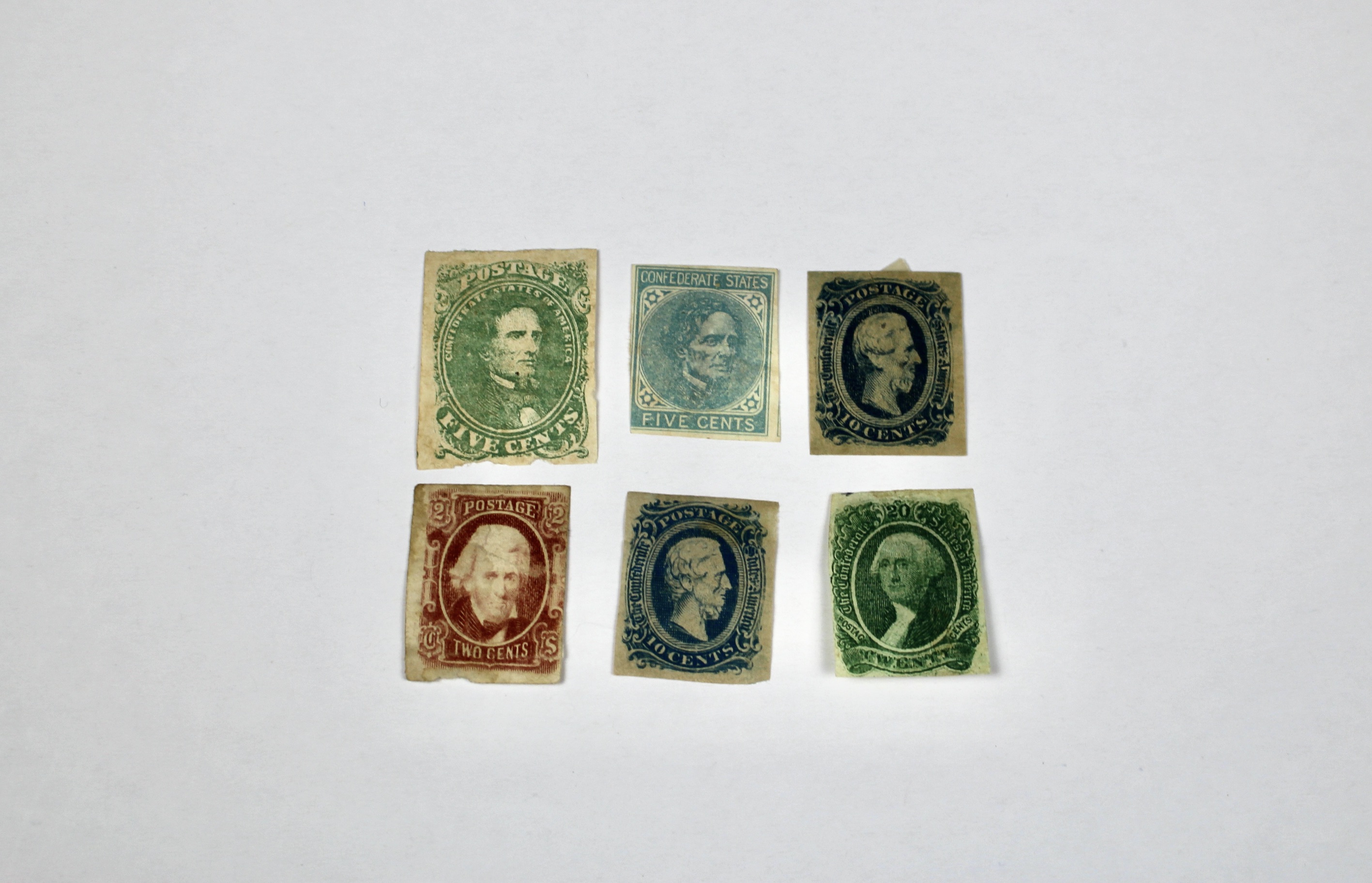 Collection of Six Confederate Postage Stamps