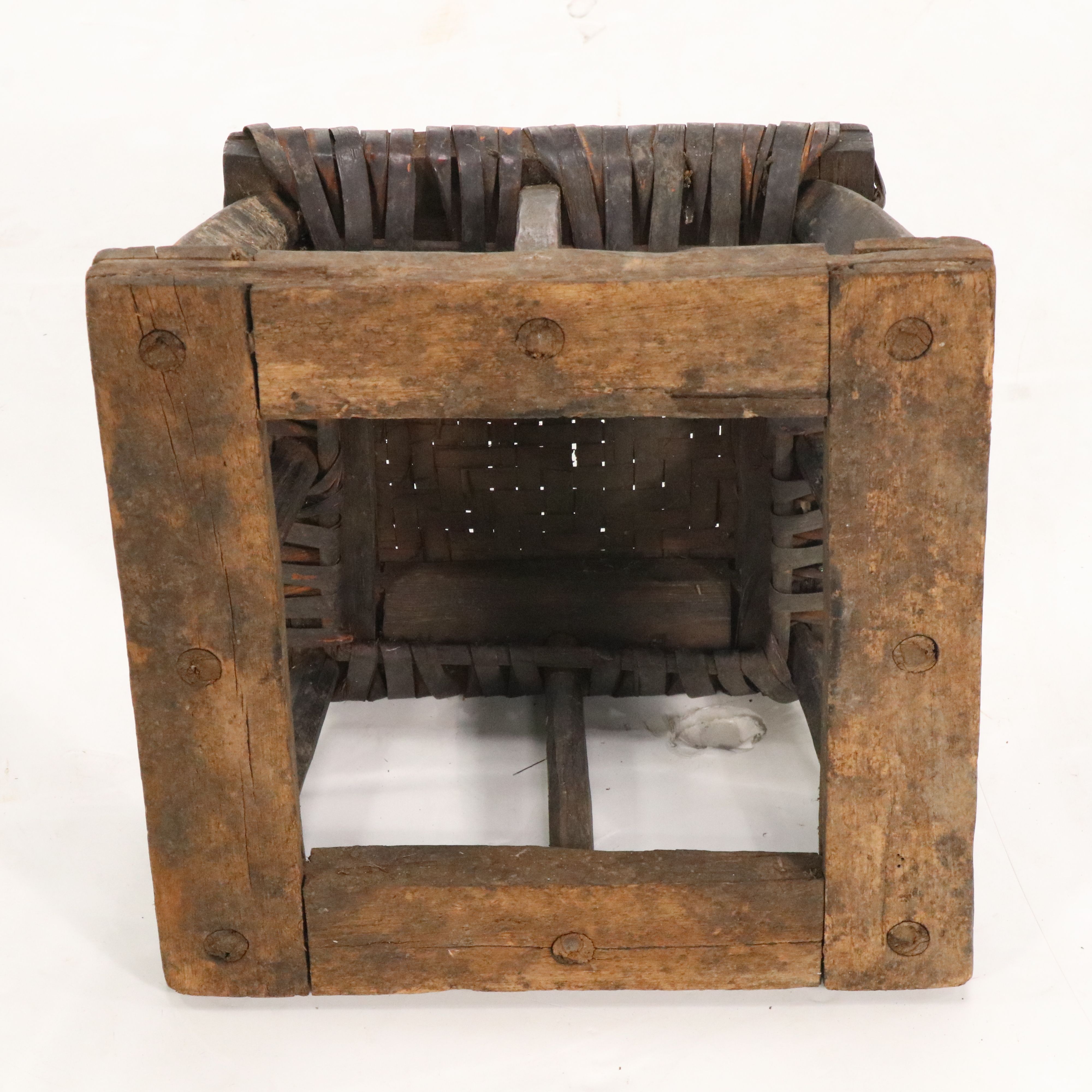 Pair of Woven and Wooden Siheyuan Stools