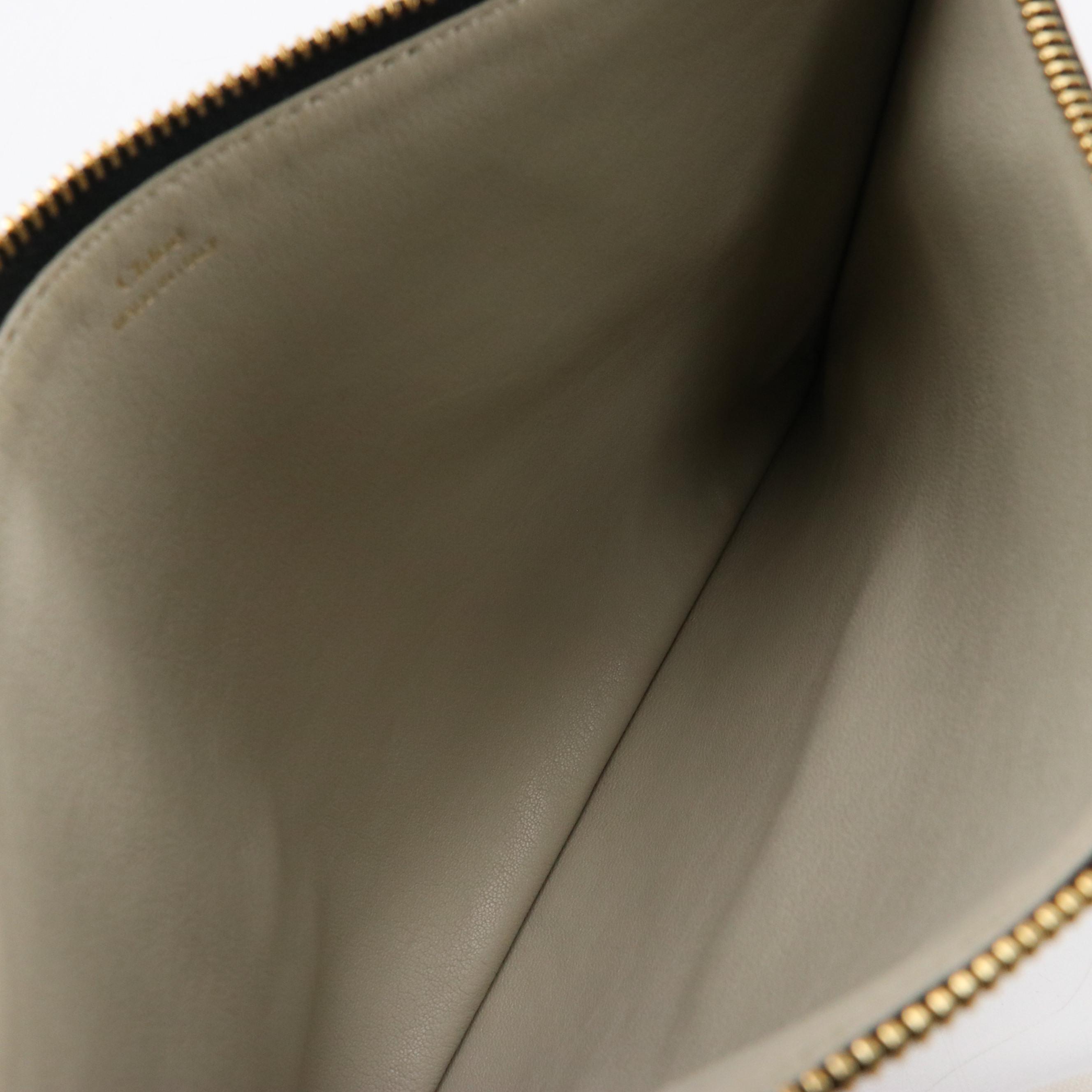 Chloé Black Leather Zip Pouch with Blue Dyed Fox Fur Wristlet