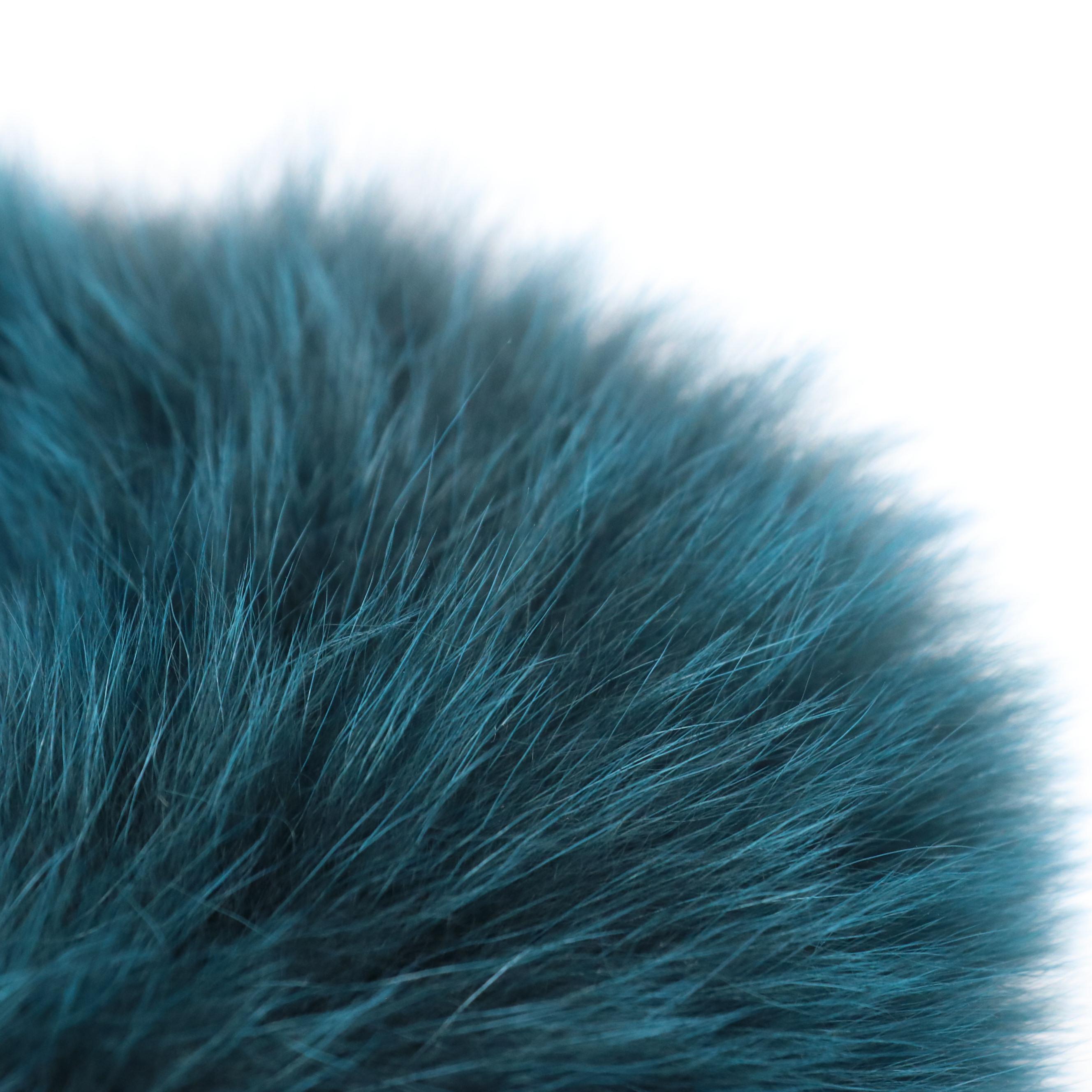 Chloé Black Leather Zip Pouch with Blue Dyed Fox Fur Wristlet