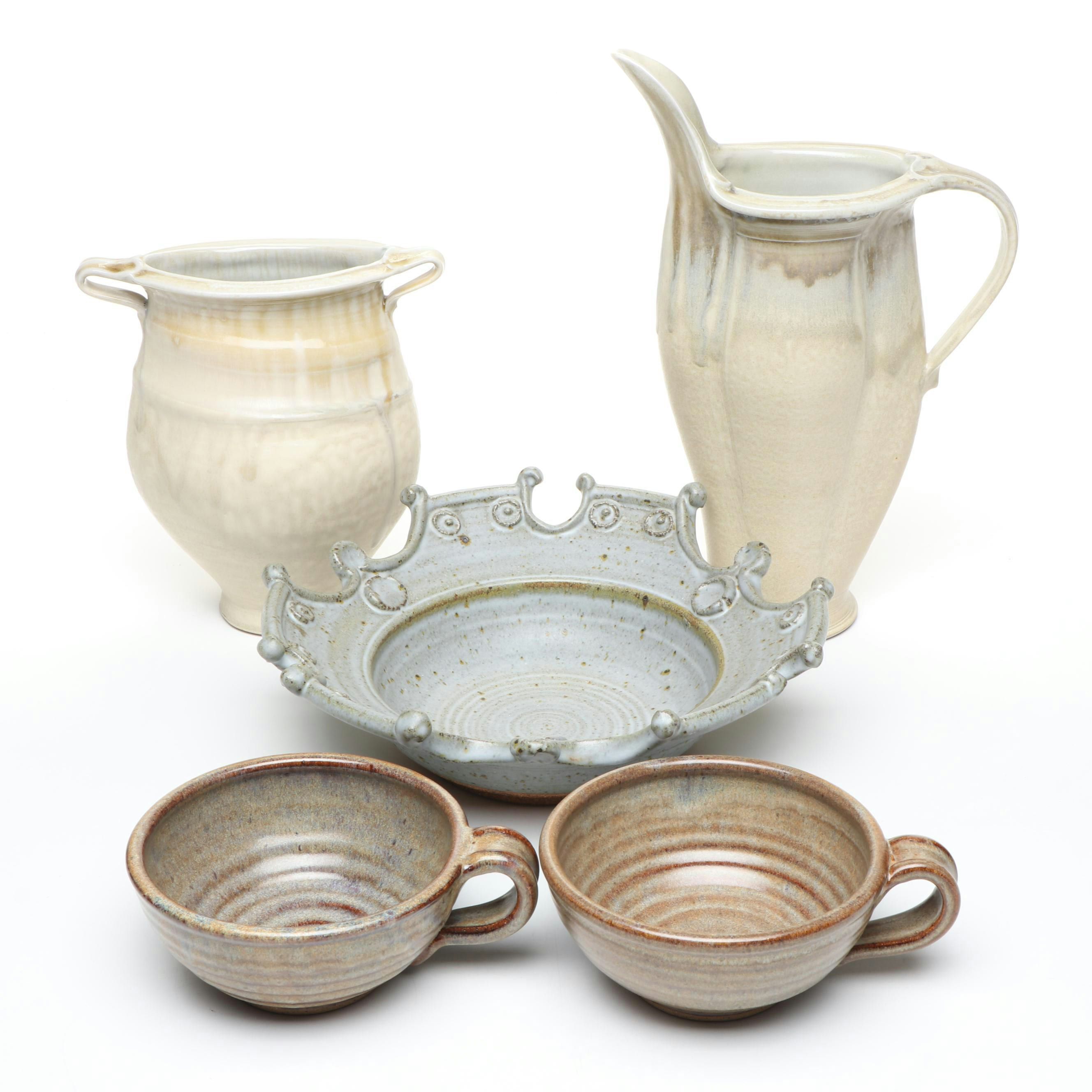 Nell Hazinski, More Signed Art Pottery Ewer, Pitcher and Bowls