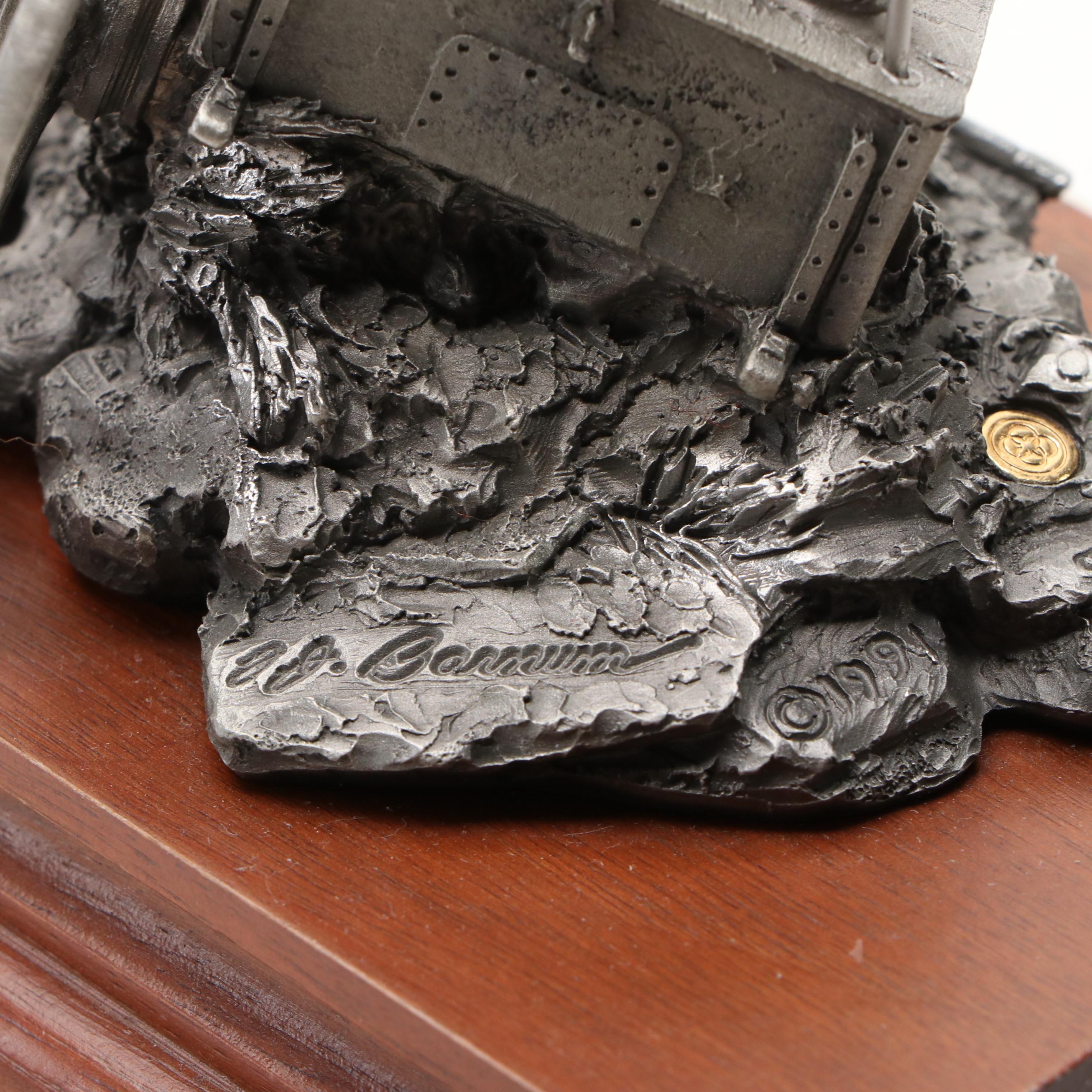 "Stars and Bars" with "Texas Colors" Civil War Pewter Statues After F. J. Barnum