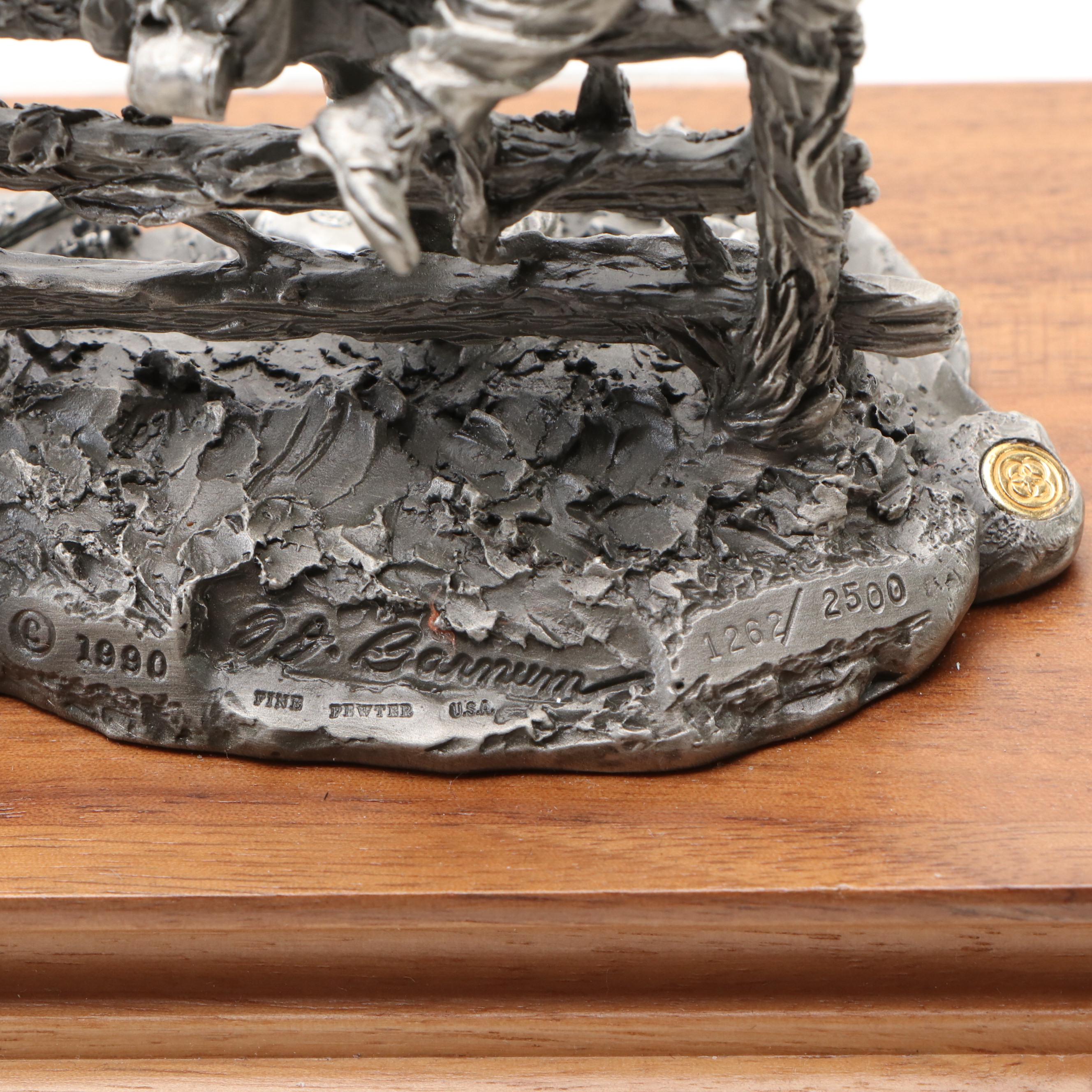 "Stars and Bars" with "Texas Colors" Civil War Pewter Statues After F. J. Barnum