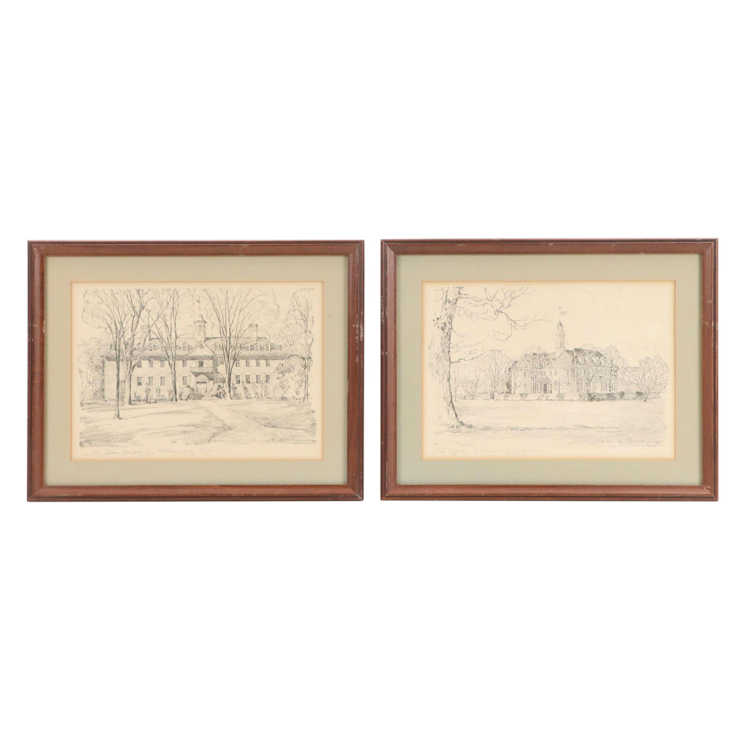 Halftones After Charles H. Overly of Buildings in Williamsburg, Virginia