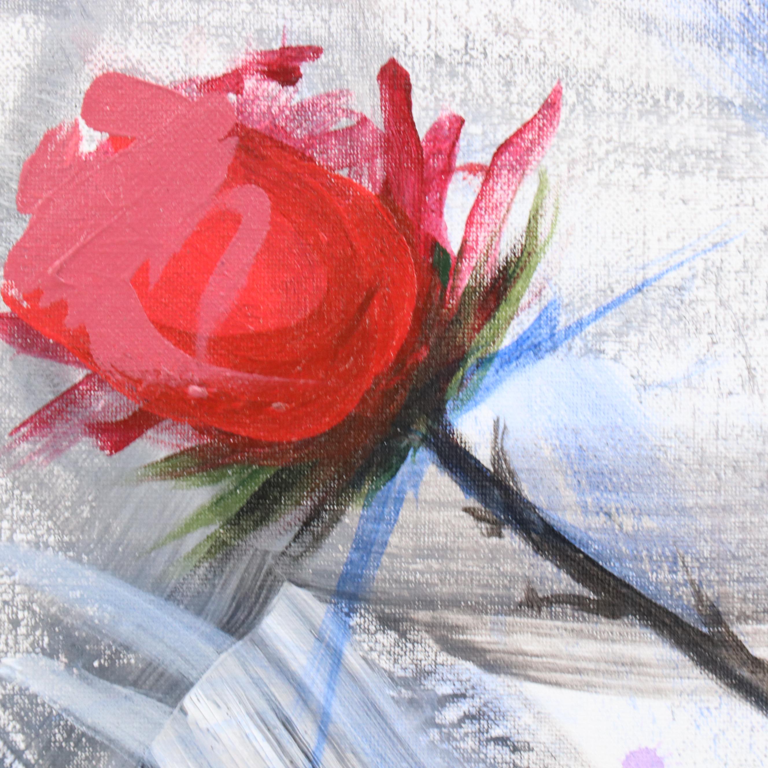 Said Oladejo-lawal Stylized Floral Acrylic Painting, 2020