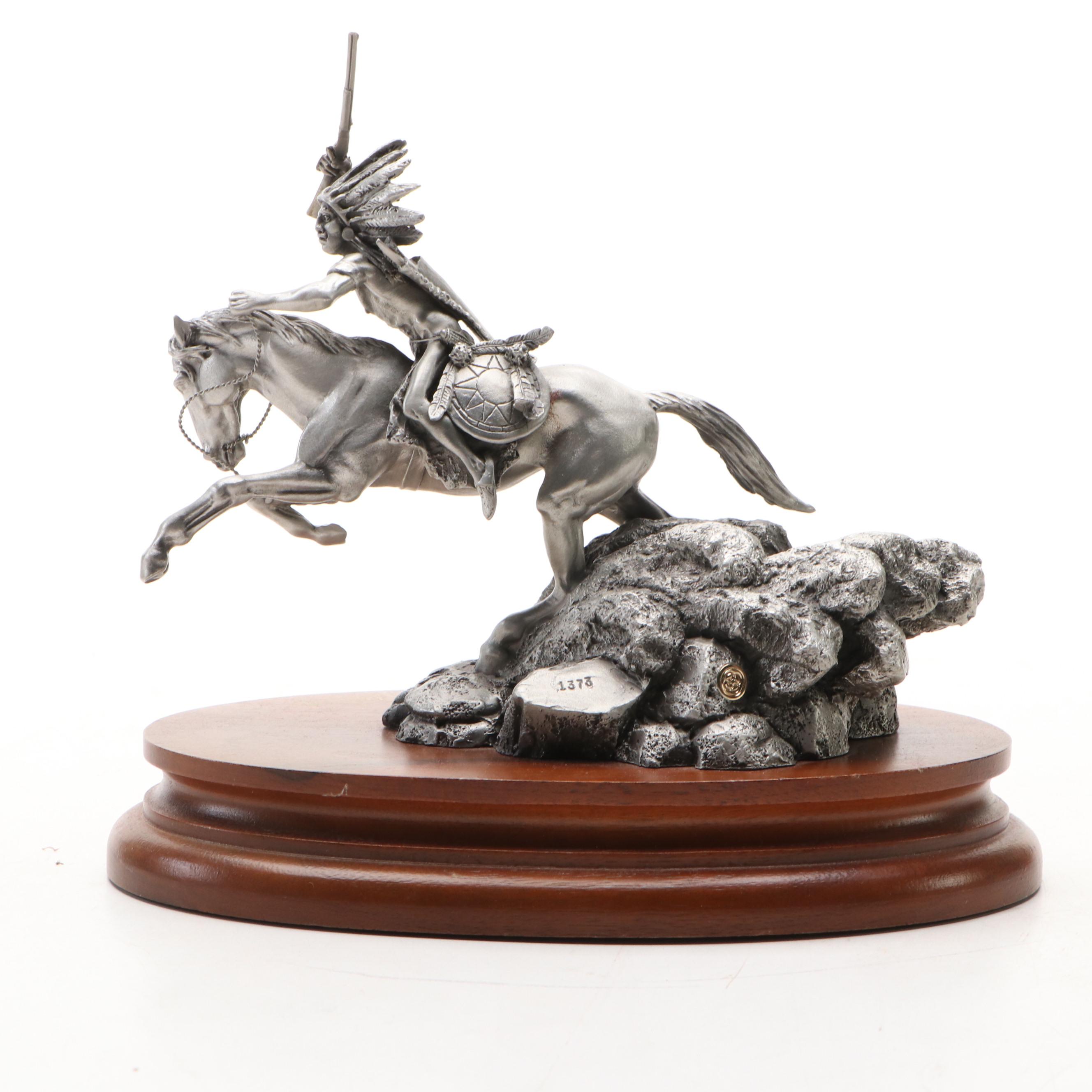 Chilmark Pewter Hand-Signed by Donald Polland "Crazy Horse" Sculpture, 1991