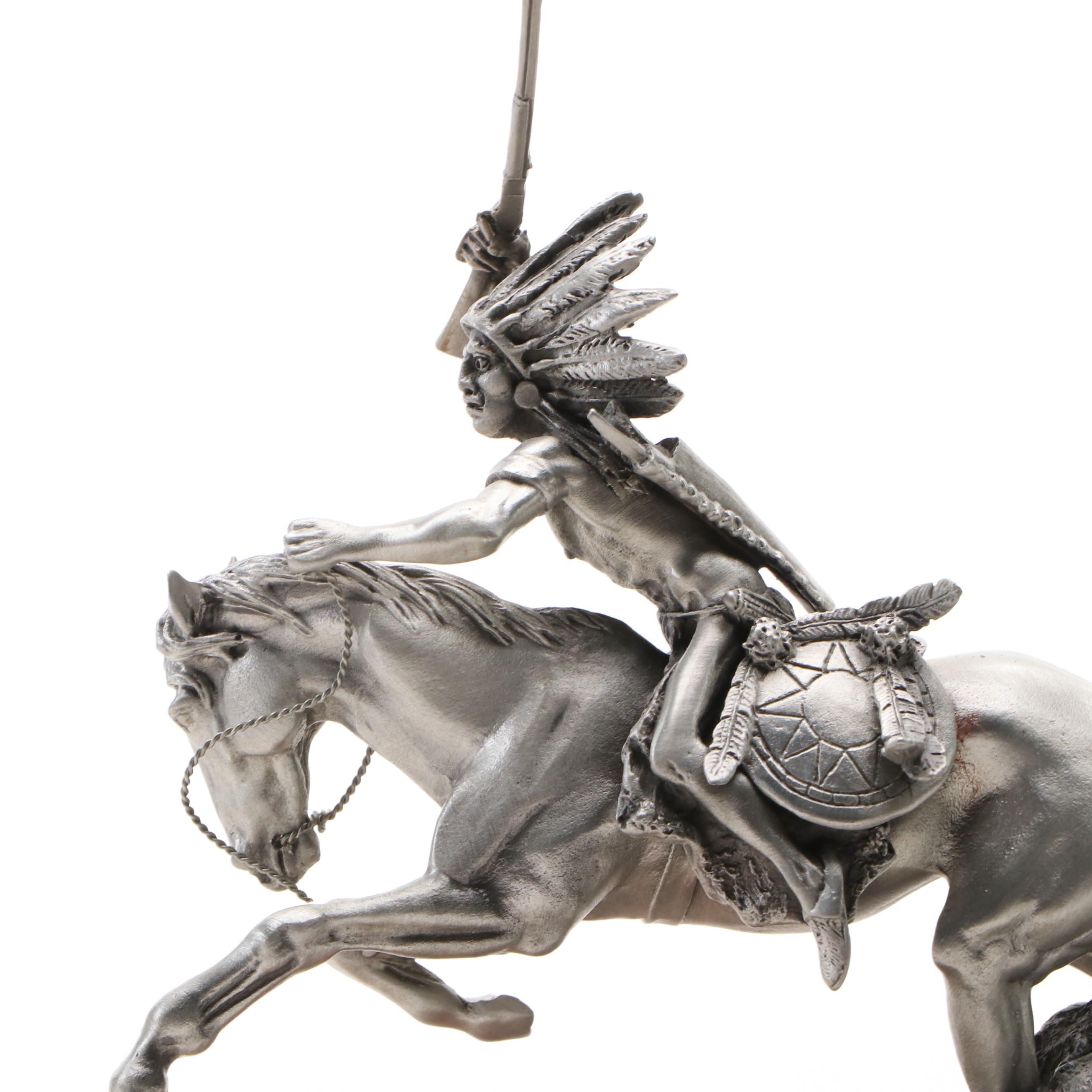 Chilmark Pewter Hand-Signed by Donald Polland "Crazy Horse" Sculpture, 1991