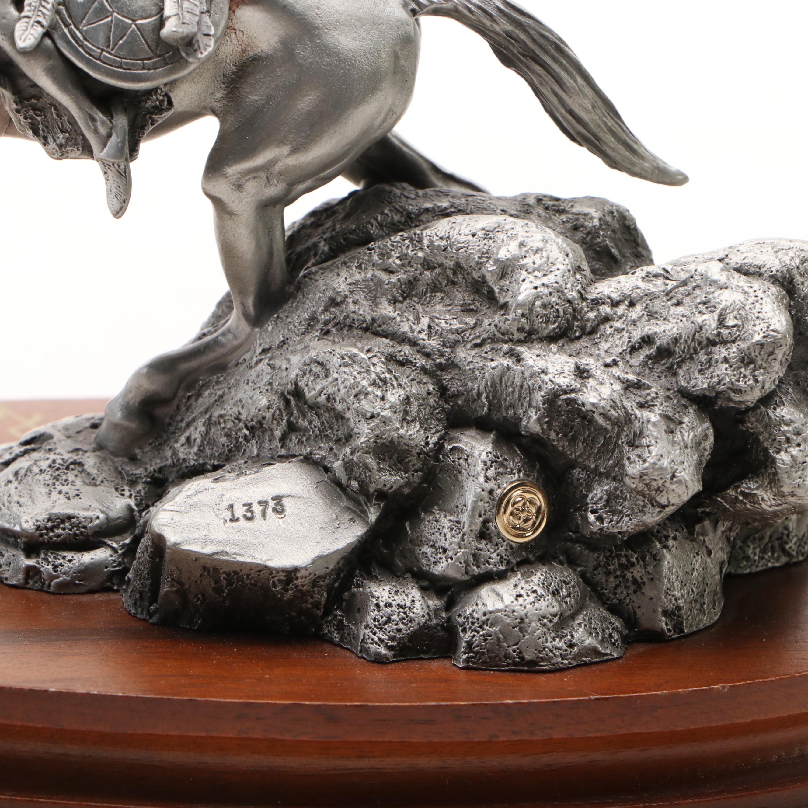 Chilmark Pewter Hand-Signed by Donald Polland "Crazy Horse" Sculpture, 1991