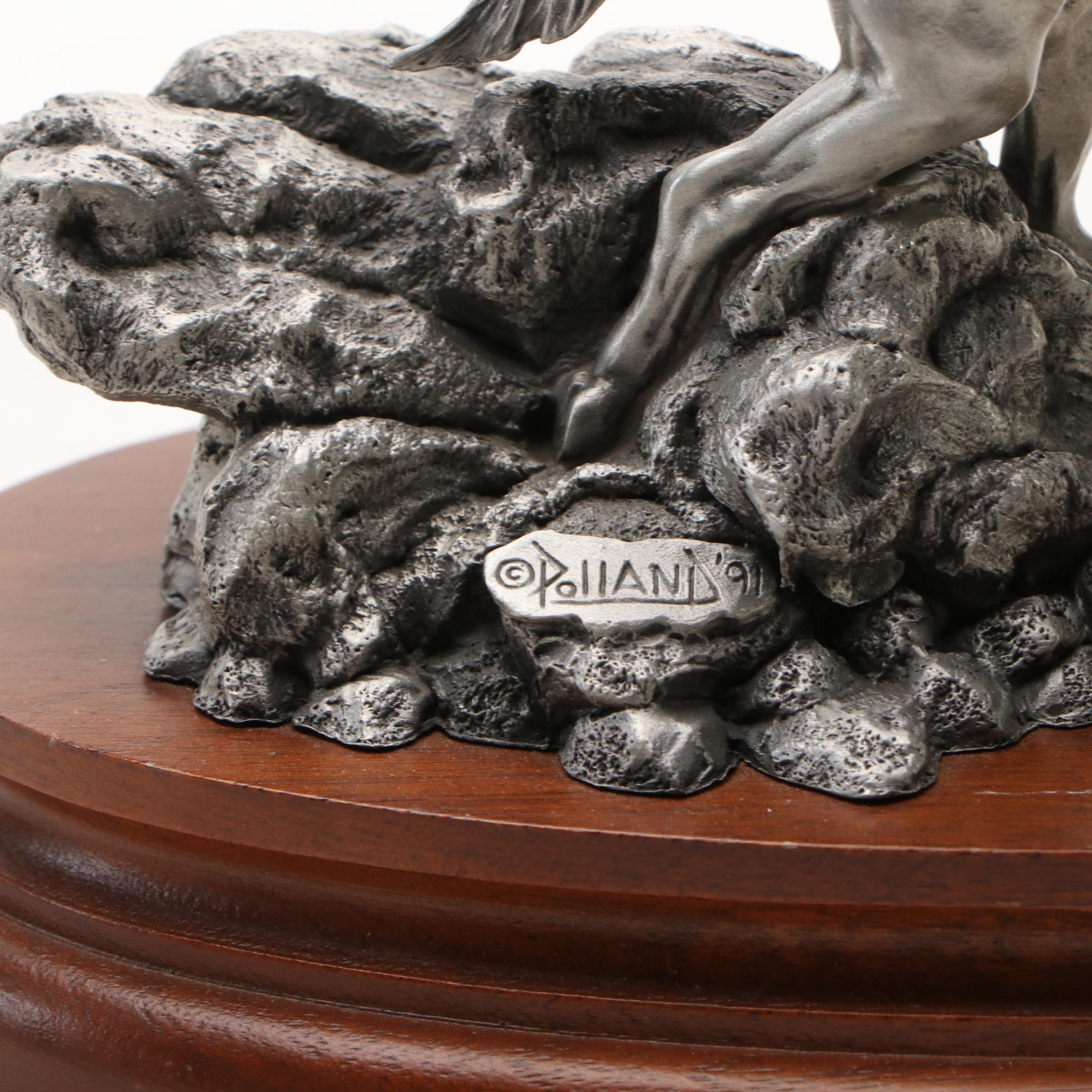 Chilmark Pewter Hand-Signed by Donald Polland "Crazy Horse" Sculpture, 1991