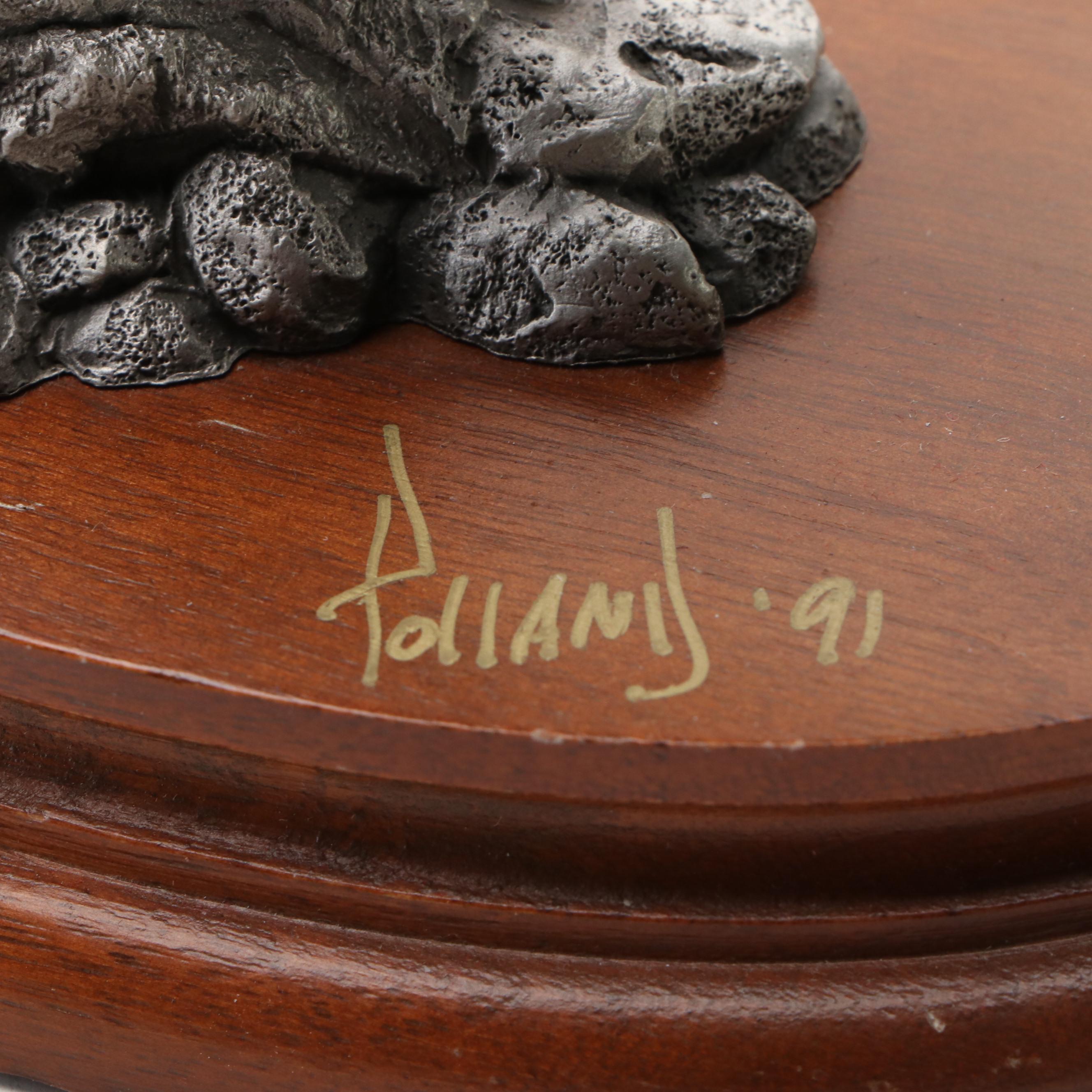 Chilmark Pewter Hand-Signed by Donald Polland "Crazy Horse" Sculpture, 1991