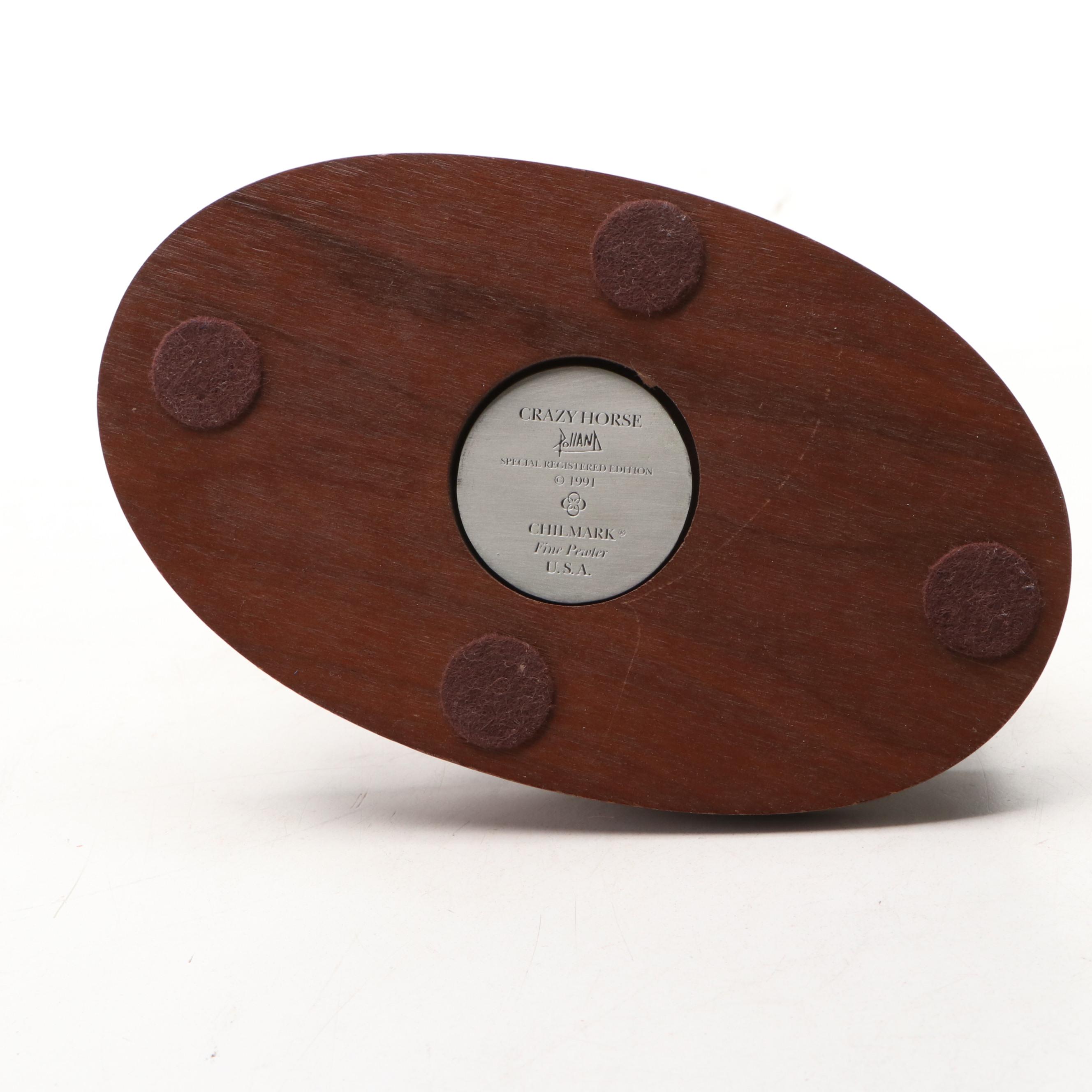 Chilmark Pewter Hand-Signed by Donald Polland "Crazy Horse" Sculpture, 1991