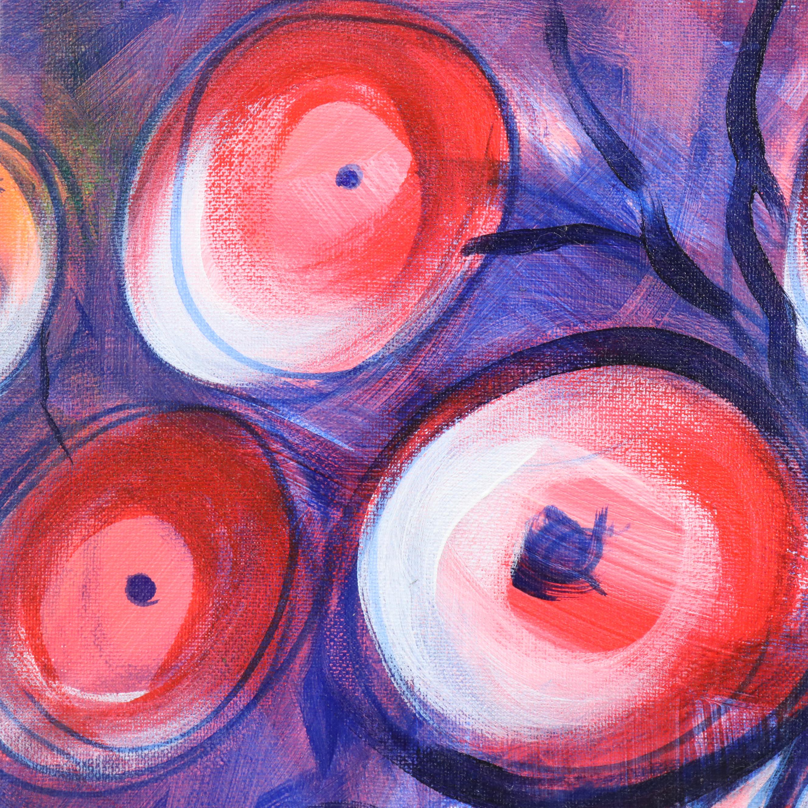 Lanre Buraimoh Stylized Floral Mixed Media Painting, 2015