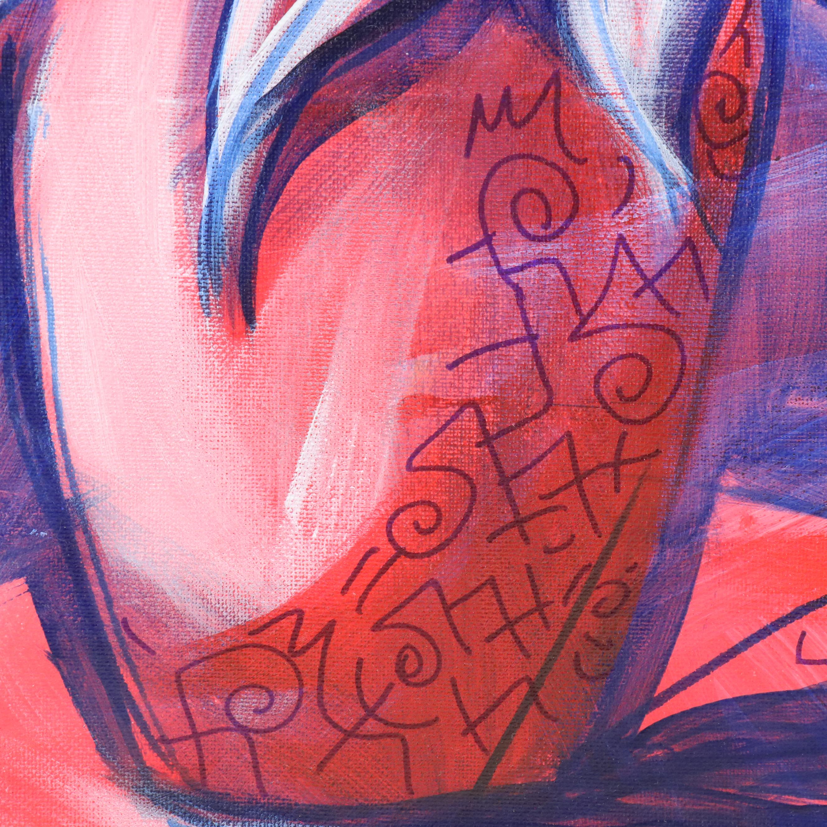 Lanre Buraimoh Stylized Floral Mixed Media Painting, 2015