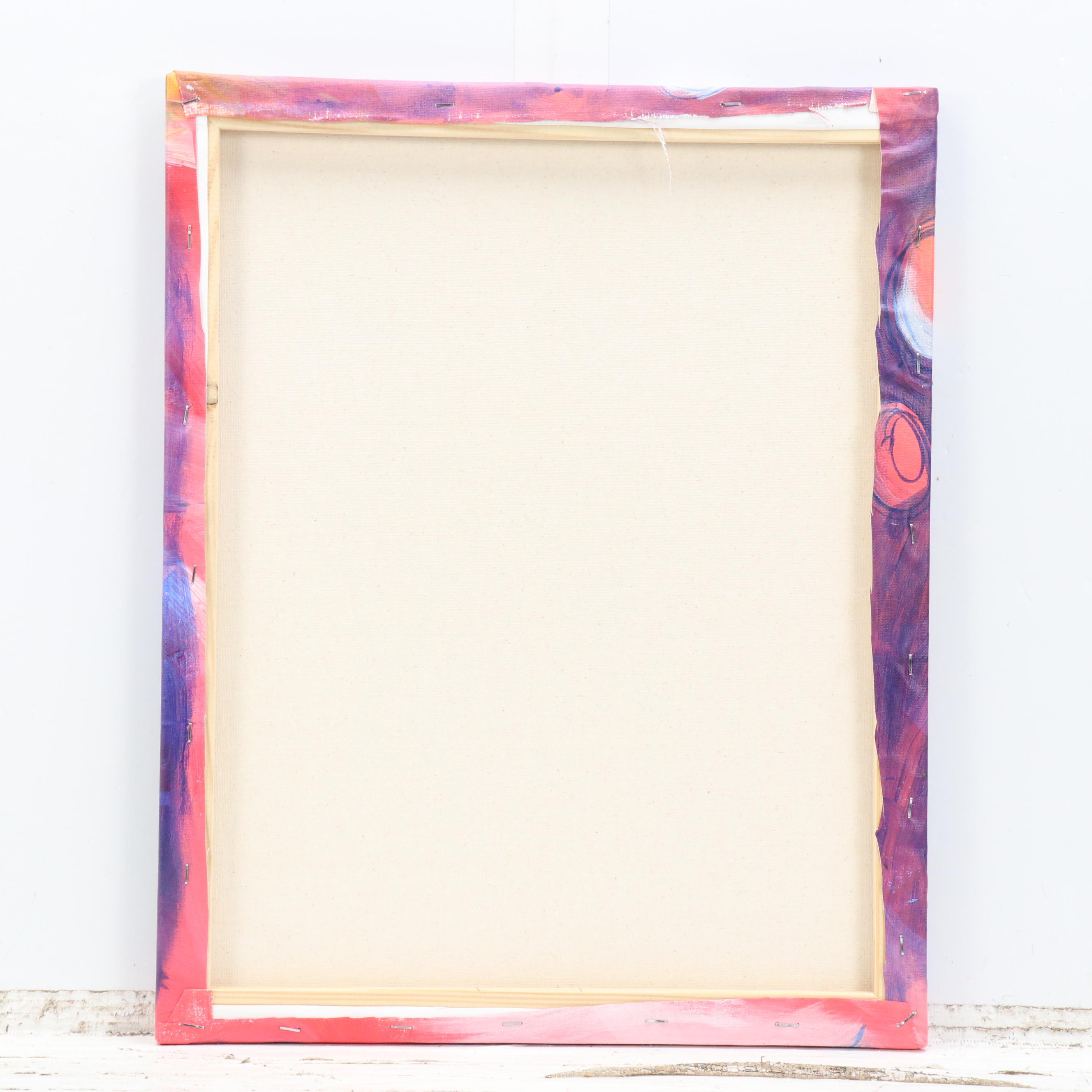 Lanre Buraimoh Stylized Floral Mixed Media Painting, 2015