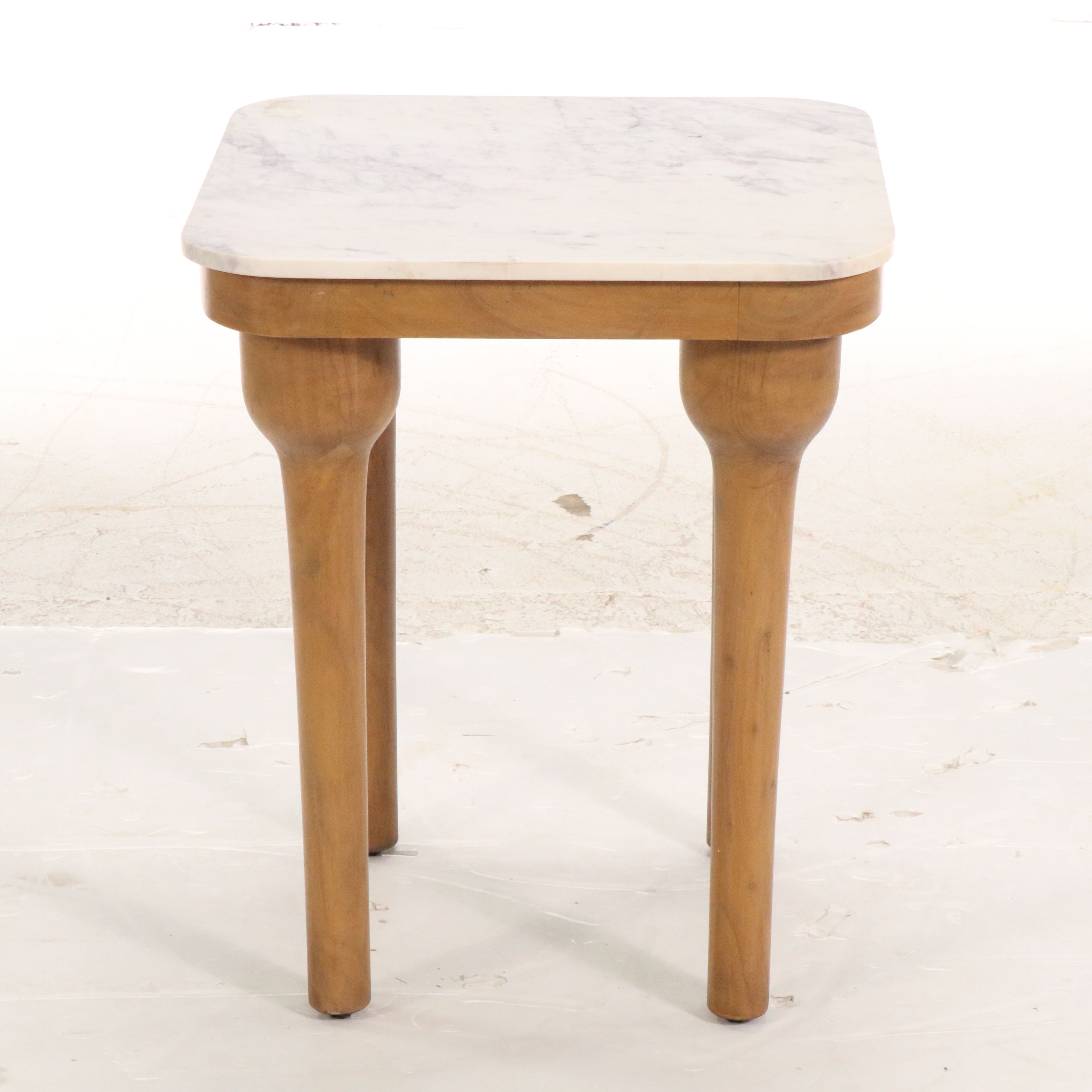 Fruitwood Accent Table with Marble Top