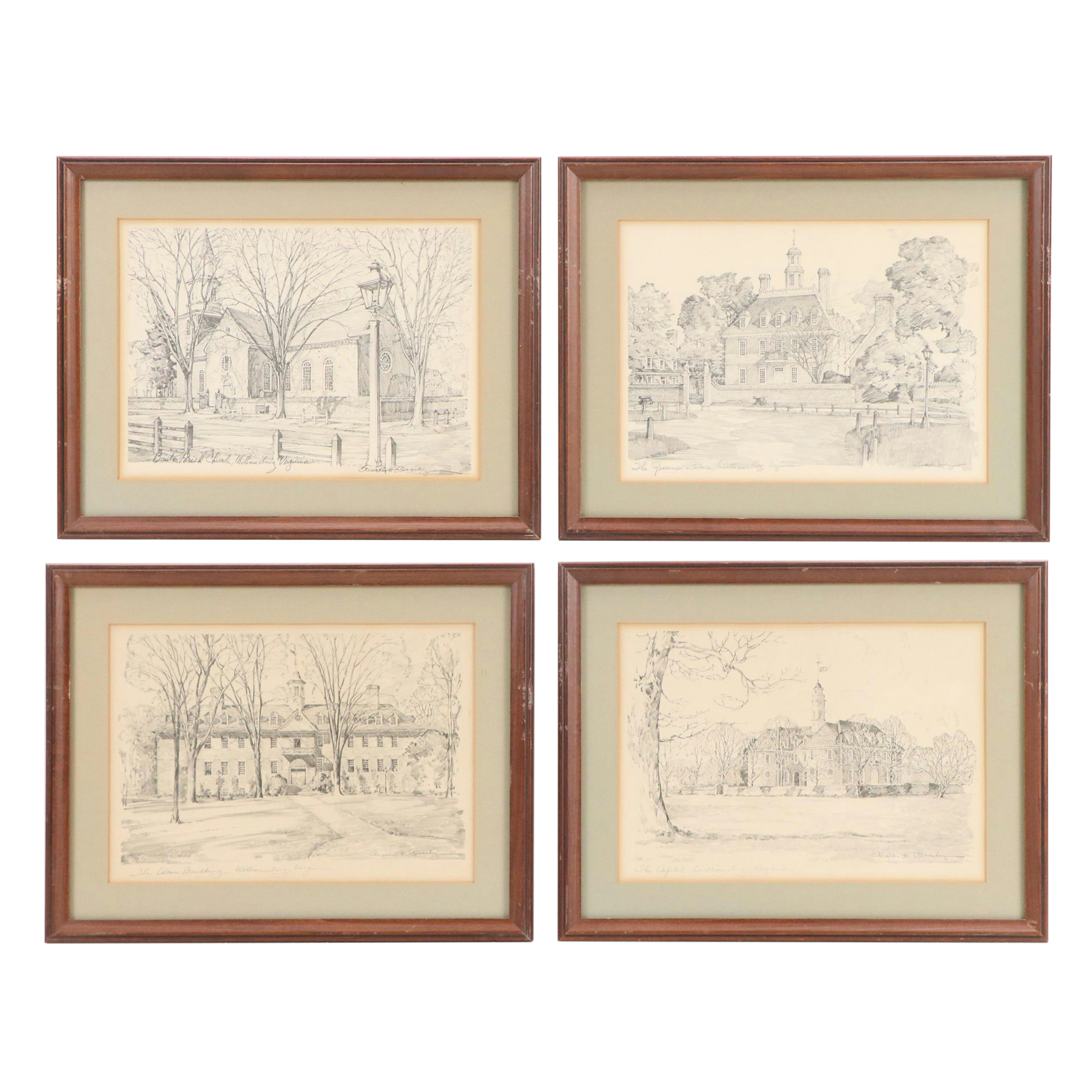 Halftones After Charles H. Overly of Buildings in Williamsburg, Virginia