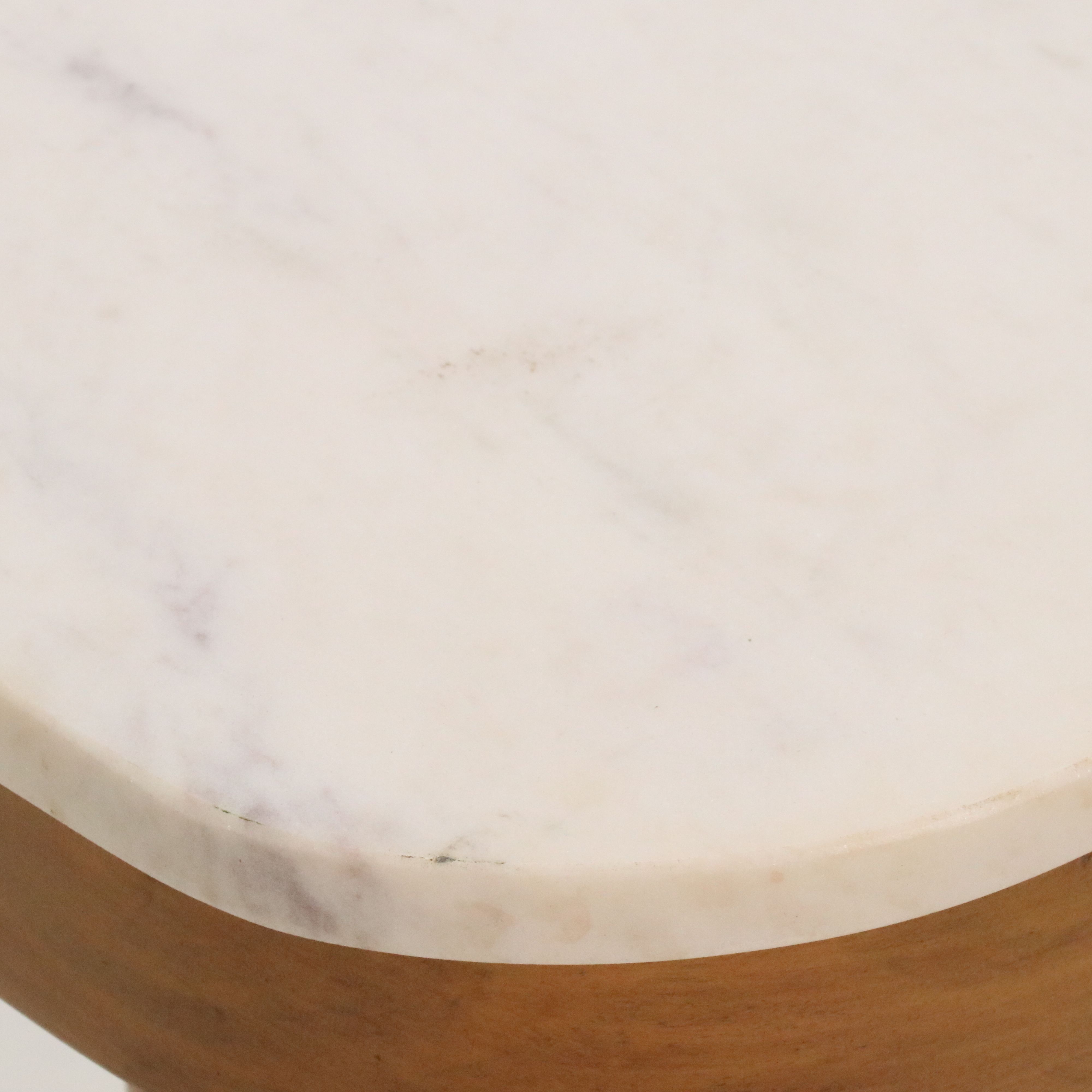 Fruitwood Accent Table with Marble Top