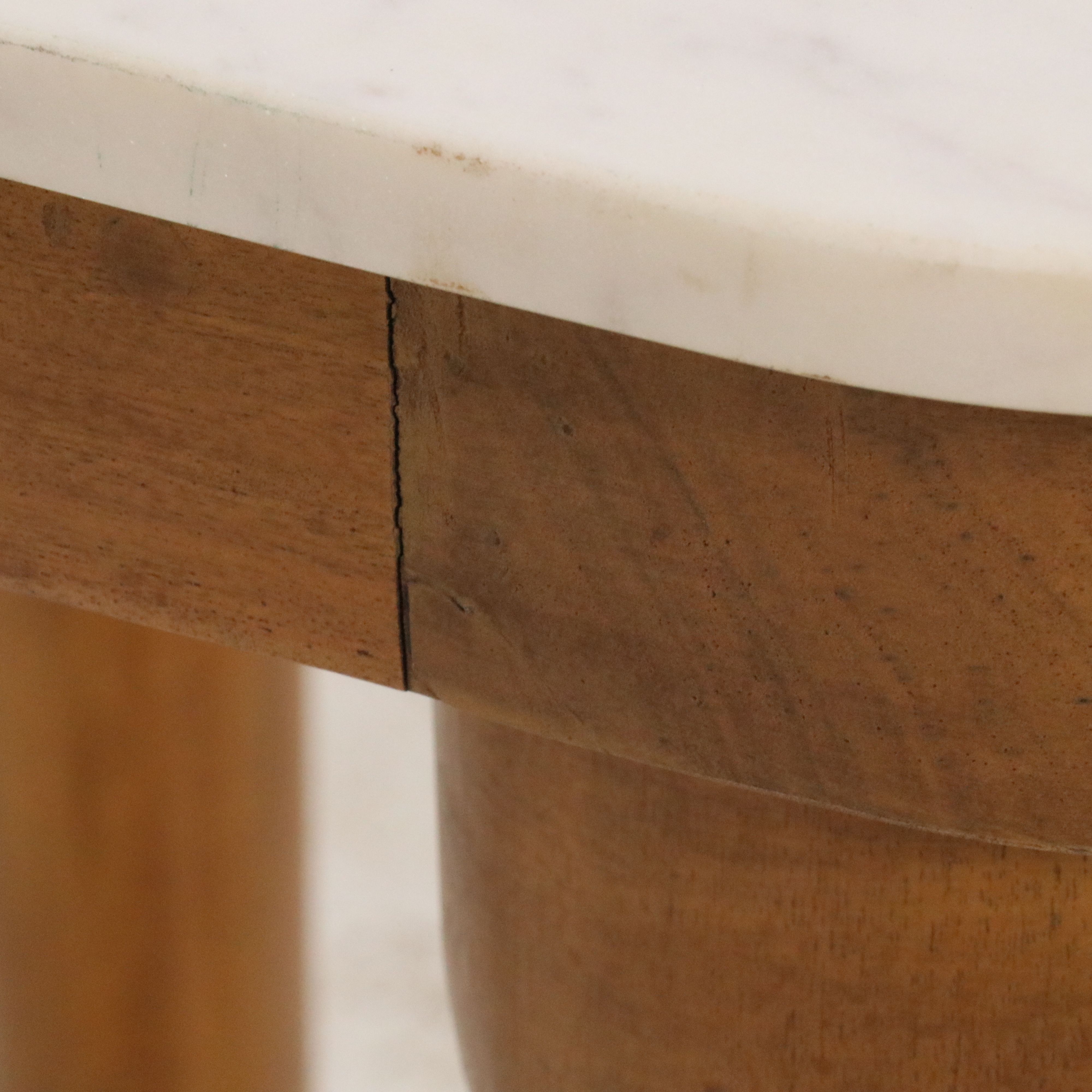 Fruitwood Accent Table with Marble Top