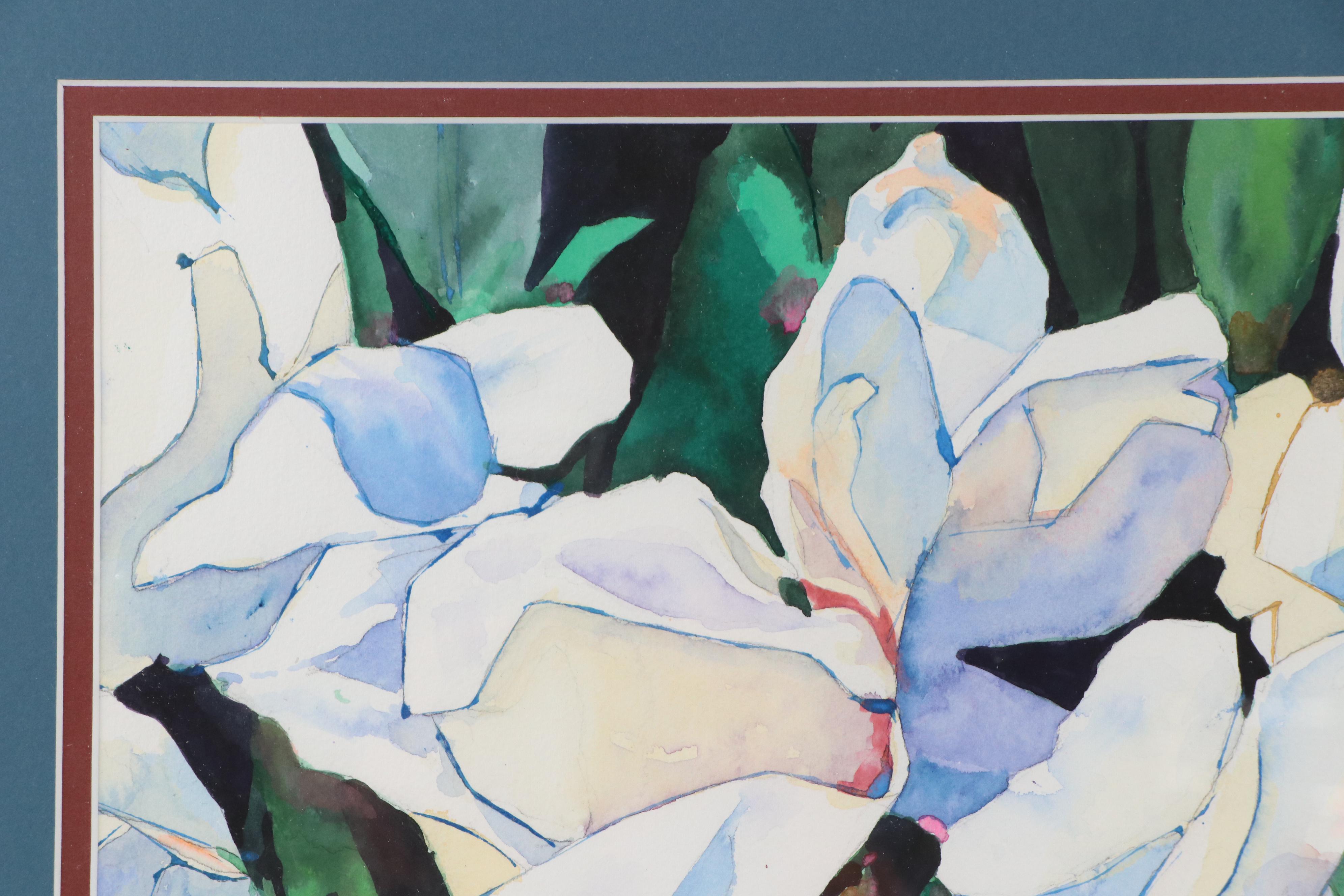 Rosemary Shirley Watercolor Painting of Floral Landscape "Flowers," 1992