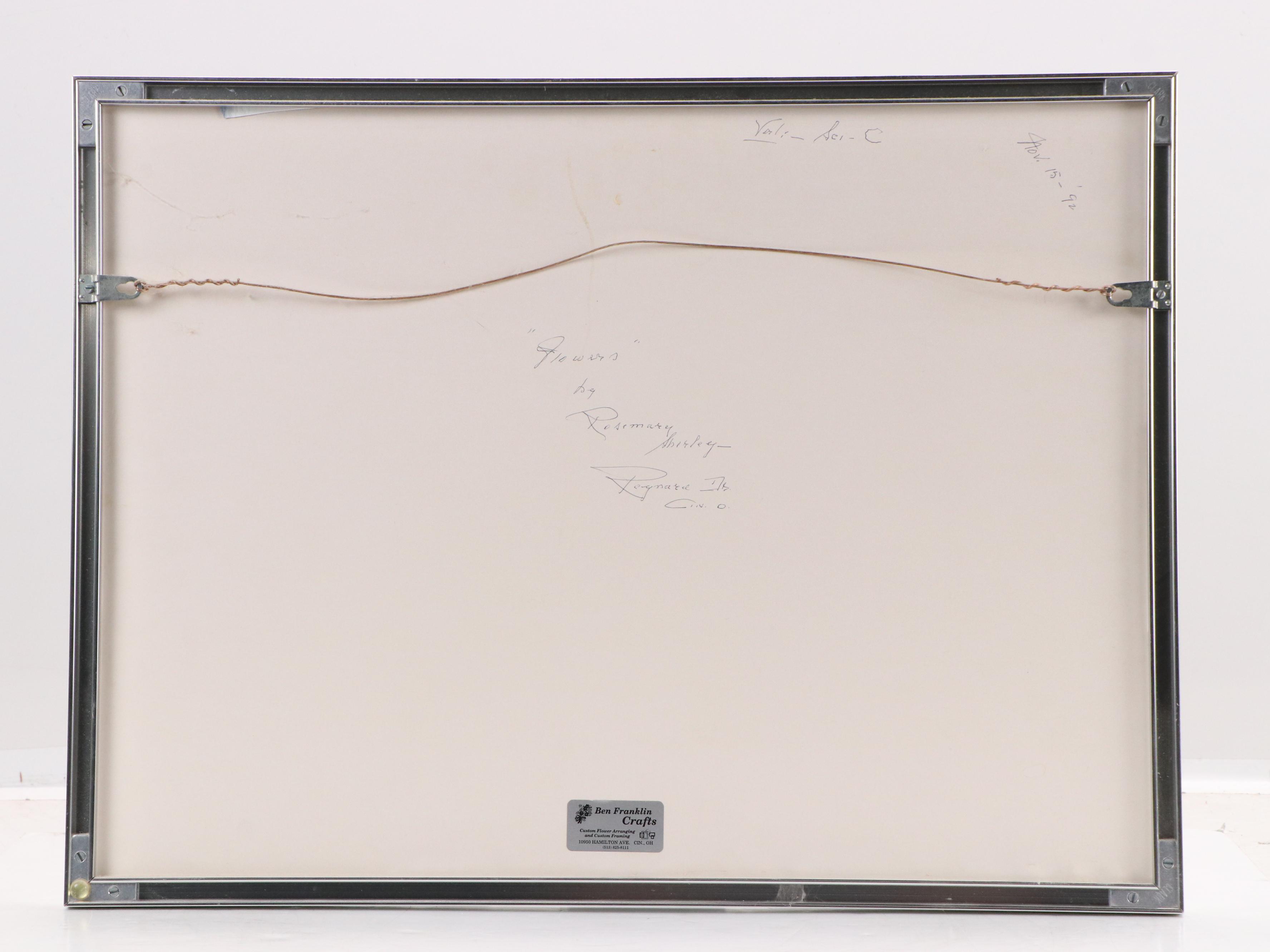 Rosemary Shirley Watercolor Painting of Floral Landscape "Flowers," 1992